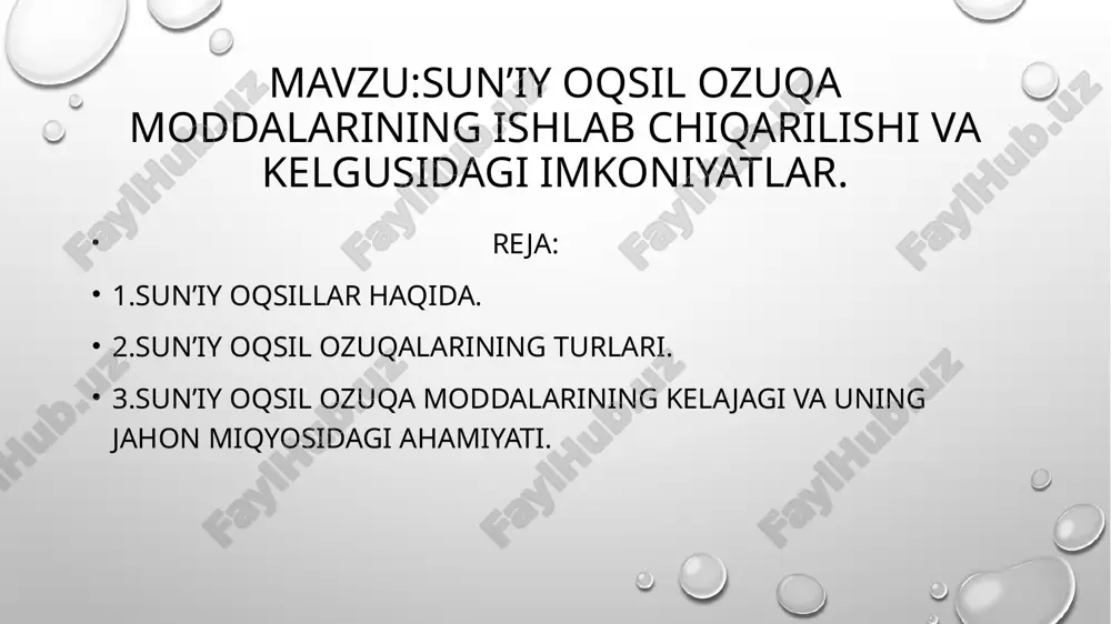 ar) tuzilishli bo’lib undagi c—n bog’i qisman qo’shbog’ tabiatiga ega. unda karbonil gruppasi kislorodi va amid gruppasi vodorod atomi o’zaro trans holatda joylashgandir; murakkab oksillar tarkibiga kirgan ( oksil bulma­gan ) prostetiklar gurux,iga kura etti turga bulinadi : nukleoproteidlar (dnk, rnk tutuvchi oksillar ), fos-foproteidlar (fosfor kislota) xromoproteidlar (buyov- chi moddalar — pigmentlar, gem, flavin tutuvchi oksil­lar ), glikoproteidlar (karbon suvlar ), lipoproteidlar ( yoglar ), metaproteidlar ( metallar ) va murakkab fer­mentlar ( vitaminlar ) ni tutuvchi oksillar. oksillarning turli-tumanligi va ularning fizik- kimyoviy xossa­lari ularning tarkibiga kirgan aminokislotalarning xilma-xilligiga boglik. aminokislotalarning tuzilishi turli xil bulib, ular kislotali, asosli va neytral bulishi mumkin. oksillar murakkab tuzilishga ega bulgan yukori molekulali organik birikmadir. ularning tarkibiga 20 xil aminokislota kiradi. oksillar tuzilishi jixatidan ikki guruxga bulinadi. 1. oddiy oksillar. bu guruxdagi oksillar fakat aminokislotalardan tashkil topgan. 2. murakkab oksillar esa oksil va oksil bulmagan kismlardan iborat. birinchi va ikkinchi guruxdagi oksillar …