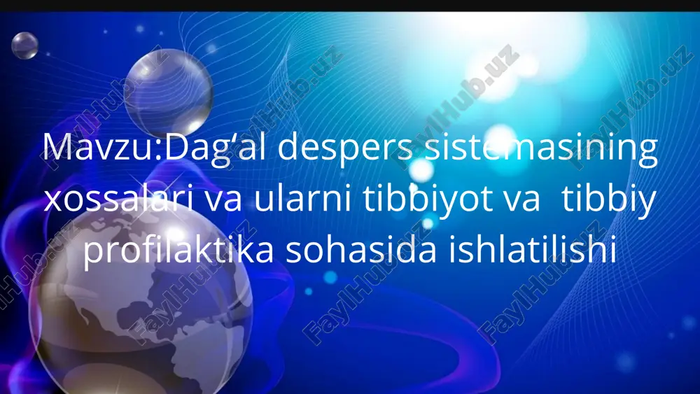 stemalar quyidagilardir: dispers sistema- ikki yoki undan ortiq fazalarning tekis tarqalgan mayda zarralaridan tuzilgan geterogen sistemalar. odatda, fazalardan biri uzluksiz dispersion muhit hosil qilib, boshqa fazalar (bir yoki bir nechta dispersion fazalar) esa shu muhitda mayda kristallar, qattiq amorf zarralar, tomchilar yoki pu-fakchalar shaklida bir tekis tarqaladi. d. s. murakkab tuzilishga ega boʻli-shi ham mumkin, uzluksiz dispersion muhit hosil qila oladigan, bir-birining hajmiga singib ketgan ikki fazadan iborat sistema bunga misol boʻla oladi. d. s. zarralarning katta-kichikligiga qarab ikki guruhga boʻlinadi: 1) dispers faza zarralari 1 mkm va undan katta boʻlgan dagʻal d. s. (suspenziya, tutun, tuman, emulsiya va b,); 2) dispers faza zarralari 1 nm dan 1 mkm gacha boʻlgan kolloid sistemalar. dispers faza zarralari 1 nm gacha (atomlar va kichik molekulalar oʻlcha-miga teng) boʻlgan zarralardan tuzilgan sistemalar chin eritmalarni tashkil etadi. d. s.ning fizik-kimyoviy xossalari dispers faza bilan dispersion muhit orasidagi molekulalararo bogʻlanishga hamda ular orasida hosil boʻladigan …