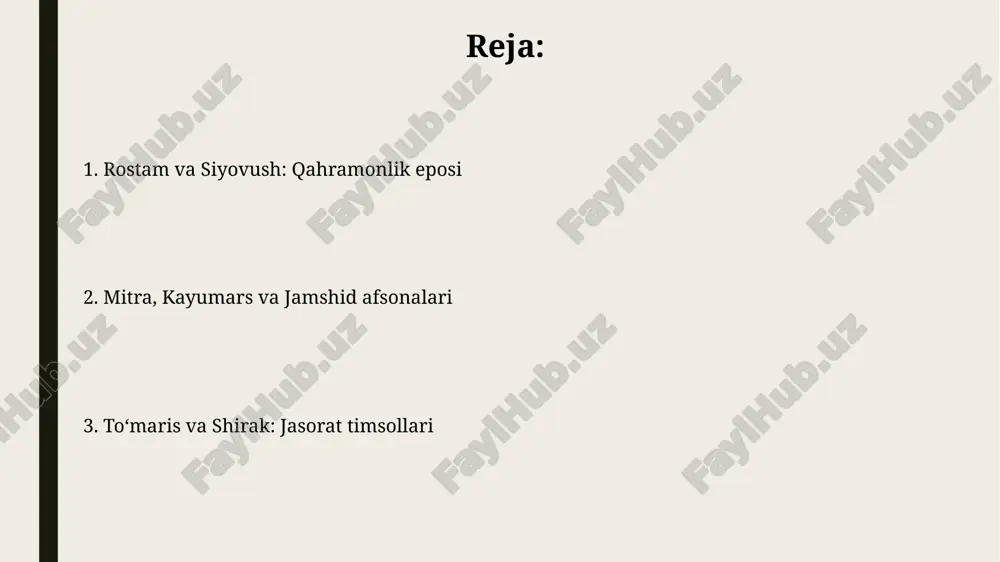 fsonalarida muhim shaxs bo'lib, insoniyatga turli xil hunarmandchilik, jumladan, to'qimachilik, metallga ishlov berish va qurilishni o'rgatgan madaniy qahramon hisoblanadi. tomyris va kirning mag'lubiyati tomirisning hiylasi kirning armiyasini mag'lub etishga olib keldi, u dushmanni cho'lga aldab, suv manbalaridan uzoqlashtirdi va ularning jangovar qobiliyatini pasaytirdi. kirning strategik xatosi massagetlar bilan urushish edi, chunki ular qattiq kurashchiligi va o'z erlarini himoya qilishga sodiqligi bilan mashhur bo'lgan, bu uning mag'lubiyatiga sabab bo'ldi. mitra: quyosh xudosi va ahdning homiysi mitra, ahdning homiysi rolida, qasam ichish marosimlarida muhim shaxs bo'lgan, u yerda uning nomi 7 marotaba takrorlangan qasamlar va'dalarni mustahkamlash uchun ishlatilgan. mitra, quyosh xudosi sifatida, ko'pincha 12 ta burj bilan bog'liq bo'lgan quyosh aravasida tasvirlangan, bu uning kosmik qudratini va vaqt ustidan hukmronligini anglatadi. tomyris: massagetlarning jangovar malika tomyris kir ii ga qarshi jangda g'alaba qozongan, uning qo'shinini yo'q qilgan va kirning boshini sharob to'ldirilgan meshga solib, qasos olgan. tomyris miloddan avvalgi vi asrda massaget …