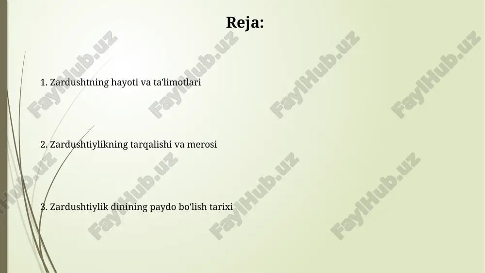 zardushtiylik axloqiy tamoyillarga asoslangan bo'lib, ularga haqiqat (asha), yaxshi fikr, yaxshi so'z va yaxshi amal kabi '3 ta ustun' kiradi. avestoning shakllanishi: muqaddas matnlar avesto matnlarining to'liq shakli sasanidlar davrida (milodiy iii-vii asrlar) to'plangan va kodlangan, ammo uning elementlari uzoq tarixga ega bo'lib, og'zaki an'analarda saqlangan. avesto tarkibiga yasna (marosim matnlari), visperad (qo'shimcha marosimlar), yashtlar (madhiyalar) va videvdat (diniy qonunlar) kiradi, har bir bo'lim o'ziga xos mazmun va ahamiyatga ega. zardushtiylikning merosi va bugungi kundagi ahamiyati zardushtiylik ta'limotlari yakka xudolikning ilk ko'rinishlaridan biri bo'lib, keyingi yahudiy, xristian va islom dinlariga sezilarli ta'sir ko'rsatgan, taxminan miloddan avvalgi 1500 yilda paydo bo'lgan. olovga sig'inish marosimlari va navruz kabi bayramlar zardushtiylik madaniy merosining bir qismidir, ular markaziy osiyo xalqlarining 2500 yillik an'analarini aks ettiradi. kirish: zardushtiylikning ildizlariga nazar zardushtiylikning asosiy g'oyasi - bu ahura mazda, yagona yaratuvchi xudo va angra mainyu, yovuzlikning manbai o'rtasidagi abadiy kurashdir, bu esa axloqiy dualizmni ta'kidlaydi. zardushtiylik eramizdan …
