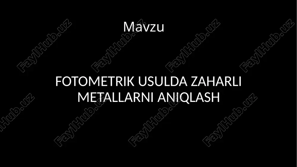 giyasini fototokka o’tkazuvchi maxsus detektor – fotoelement bilan o’lchanadi. fek ni tuzilishi 1. – 400-700 nm ko’rinadigan polixrom nurlar taratuvchi cho’lgam lampasi 2.ko’zgular polixrom yorug’likdan bir xil rangli yorug’likni tanlab beruvchi,selektor vazifasini bajaruvchi nursuzgichlar. 4.kyuvetalar – optik shishadan yasalgan va taxlil eritma solinadigan, aniq qalinlikdagi idishlar 5.optik zichlik o’lchanadigan 5k - kompensatsion, 5a – o’lchov diafragmalar. 6.fotoelementlar. 7.galvanometr yoki milliampermetr. . murakkab aralashmadagi komponentlarning nur yutilishi bir xil to’lqin uzunligida bo’lsa, yutilish maksimumlari bir birini qoplasa. masalan: aralashmadagi s va d yutilish bandlarini qo’shilgan holati xulosa 1.kurs ishini o’rganishda quyidagi xulosalar kelib chiqadi.fotokolorimetrik va spektrofotometrik usullarning o‘xshashlik va farq qiladigan tomonlari quyidagilardan iborat: 2.o‘xshashligi: bu ikkala usul ham absorbsion, ya’ni nur yutilish usullari qatoriga kiradi. bu ikkala usul ham elektron energiyani yutib to‘yingan orbitaldan to‘yinmagan orbitalga o‘tishiga asoslangan 3.farqi: fotokolorimetrik usul rangli eritmalar tomonidan nomonoxromatik ko‘zga ko‘rinadigan nurning yutilishiga, spektrofotometrik usul esa rangli va rangsiz eritmalar tomonidan ko‘zga ko‘rinadigan va …