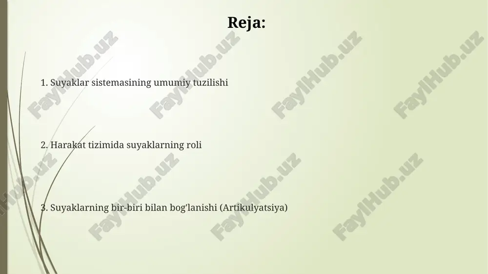 anatomik xususiyatlar va harakatlanish imkoniyatlariga ega. harakatlanmaydigan bo'g'imlar (fibroz bo'g'imlar) bunday bo'g'imlarda biriktiruvchi to'qima, masalan, kollagen tolalari, ikki yoki undan ortiq suyakni mahkam bog'laydi, odatda katta yuklarga chidamlilikni ta'minlaydi. fibroz bo'g'imlar, suyaklar orasidagi juda tor bo'shliq bilan tavsiflanadi va harakatlanish darajasi minimal, 1 mm dan kamroq bo'ladi, bu ularni kuchli va barqaror qiladi. fibroz bo'g'imlarning uchta asosiy turi mavjud: tikuvlar (suturalar), sinkondrozlar va gomfozlar, har biri o'ziga xos tuzilishi va funksiyasi bilan ajralib turadi. suyak to'qimalarining turlari suyak to'qimasining rivojlanishi ikki jarayon orqali amalga oshadi: intramembranoz va endoxondral ossifikatsiya. intramembranoz ossifikatsiya yassi suyaklarning, endoxondral ossifikatsiya esa uzun suyaklarning hosil bo'lishida ro'l o'ynaydi. suyak to'qimasining asosiy ikki turi mavjud: kompakt ( zich) va gubkacha (spongioz) suyak to'qimalari. kompakt to'qima zich, mustahkam tashqi qavatni, gubkacha to'qima esa ichki bo'shliqlarni to'ldiradi va qon hosil bo'lishida muhim rol o'ynaydi. suyak to'qimasining tarkibida taxminan 65% mineral moddalar (gidroksiapatit kristallari), 25% organik matritsa (i tip kollagen) …