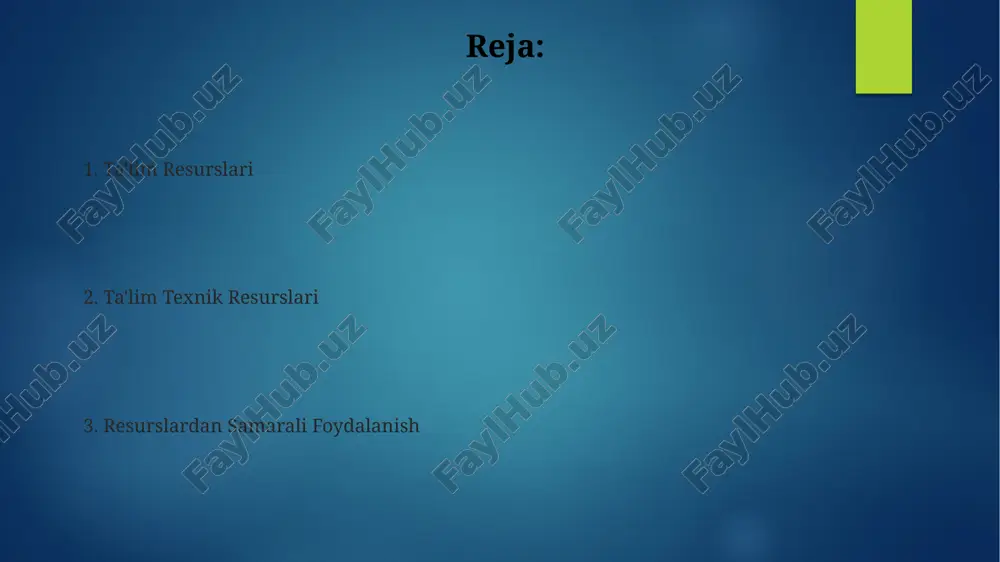 sh o'quvchilarning diqqatini chalg'itishi mumkin. texnologik ta'lim resurslarining turlari onlayn o'quv platformalari, elektron kutubxonalar va o'quv dasturlari kabi 10 dan ortiq turdagi raqamli resurslar o'quvchilarga har qanday joydan bilim olish imkoniyatini beradi va o'z-o'zini o'rganishni qo'llab-quvvatlaydi. texnologik ta'lim resurslari 3d modellashtirish dasturlari, virtual va kengaytirilgan haqiqat texnologiyalari (vr/ar) kabi 5 dan ortiq turdagi interaktiv vositalarni o'z ichiga oladi, bu o'quv jarayonini yanada samarali qiladi. interaktiv o'yinlar, simulyatsiyalar va animatsion videolar kabi 7 xil multimedia resurslari murakkab tushunchalarni oson va qiziqarli tarzda tushunishga yordam beradi, bilimni yaxshiroq assimilyatsiya qilishni ta'minlaydi. onlayn ta'lim resurslari o'zbekistonning 5 ta yirik universiteti o'zining onlayn ta'lim platformalarida 2000 dan ortiq kurs va vebinarlarni taklif qilmoqda, bu esa turli sohalarda malaka oshirish imkoniyatlarini kengaytiradi. onlayn ta'lim resurslariga kirish uchun o'rtacha oylik obuna narxi 100 000 so'mdan 500 000 so'mgacha o'zgarib turadi, bu esa turli byudjetga ega bo'lgan foydalanuvchilar uchun turli xil tanlovlarni taqdim etadi. onlayn ta'lim resurslarining …