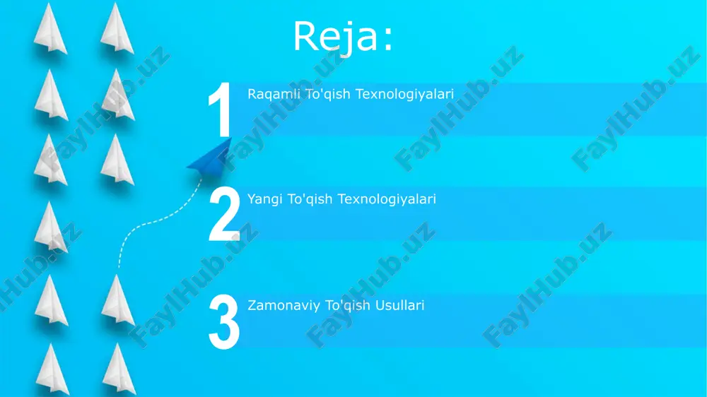 y usullarga nisbatan 20% gacha kamroq xom ashyo sarfini ta'minlaydi, bu esa iqtisodiy jihatdan samarali va ekologik toza ishlab chiqarishni qo'llab-quvvatlaydi. 3d to'qishda ishlatiladigan kompyuter dasturlari, murakkab geometrik naqshlarni va teksturalarni 50 dan ortiq ranglarda yaratish imkonini berib, dizayn imkoniyatlarini kengaytiradi. raqamli naqsh yaratish dasturlari start yuqori aniqlikdagi raqamli naqsh yaratish dasturlari 1080p yoki undan yuqori o'lchamdagi naqsh namunalarini yaratish imkonini berib, to'qish jarayonini aniq nazorat qilishga yordam beradi. raqamli naqsh yaratish dasturlari 3d modellashtirish imkoniyatlarini taklif qilib, 1000 dan ortiq rang va to‘qimalarni birlashtirishga, murakkab naqshlarni osongina yaratishga imkon beradi. to'qish sanoatida avtomatlashtirish to'qish sanoatida robotlashgan qo'l texnologiyalari yordamida ishlab chiqarish tezligi 30% ga oshdi, bu esa 1 soatda 5000 tagacha mahsulot ishlab chiqarish imkonini beradi. 3d to'qish texnologiyalari murakkab geometrik shakllarga ega bo'lgan kiyimlarni ishlab chiqarishga imkon beradi, bu esa ishlab chiqarish jarayonini 2 barobar tezlashtiradi. e'tiboringiz uchun rahmat @taqdimot_robot image5.jpg image6.jpg image7.jpg image8.jpg image9.jpg image10.jpg image11.jpg image1.jpeg …