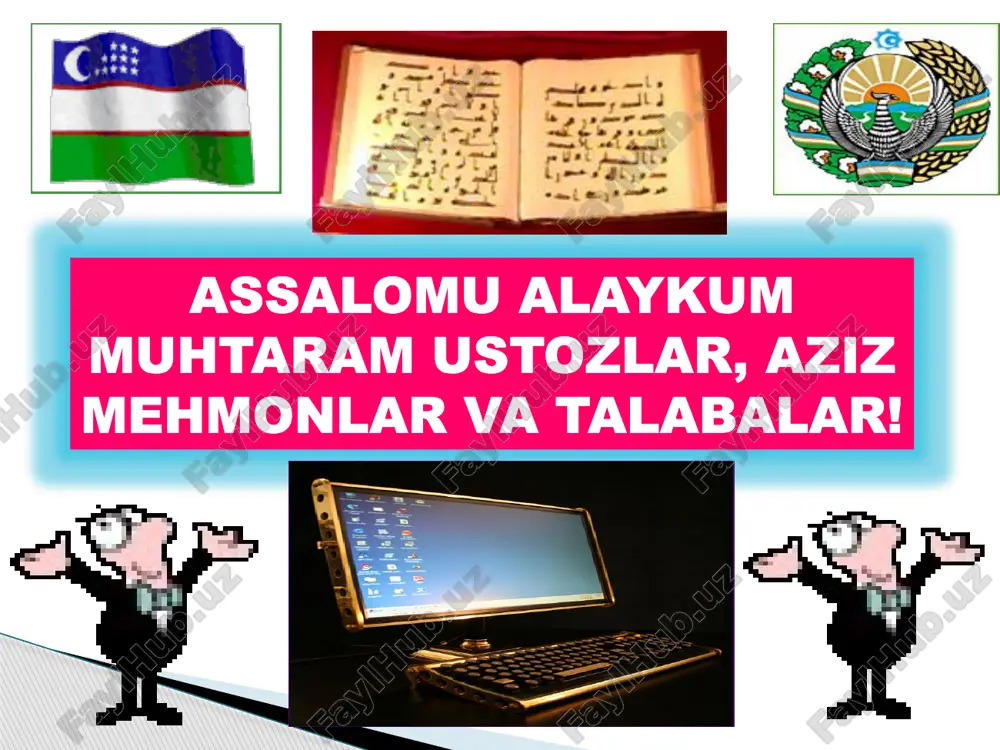 ivilizatsiyasi meroslarini ijodiy qayta ishlab o'zlashtirdi. shu bilan birga, g'arb sharqning o'rta asrlar madaniyatiga o'z ta'sirini o'tkazishga urinib ko'rdi. din har xil e'tiqod va an'analarga ega bo'lgan sharq va g'arbda joylashgan turli xalqlarga kuchli bir tsivilizatsiya yaratishlari uchun birlashtiruvchi ibtido bo'ldi. din madaniyatning siyosiy, ijtimoiy, ilmiy, badiiy va boshqa barcha sohalariga o'z ta'sirini ko'rsatdi. islom madaniyati – umuminsoniy madaniy taraqqiyotning eng yirik ko'rinishlaridan biri. unda nafaqat ilohiy, ruhiy shu bilan birga umuminsoniy, axloqiy, falsafiy, ilmiy, siyosiy qarashlar ham mujassamlashgan. madaniyatning yuzaga kelishi va rivojlanishida din muhim o'rin tutganini eslasak, madaniyatshunoslik fanining madaniyat va din aloqadorligini o'rganish qanchalik zarurligini anglaymiz 14 quyida biz madaniyatning shakllantirishga yordam beradigan diniy hikmatlardan namunalar keltiramiz: daotsizm dinidan: - odamlarni o'rganish, o'zingni o'rganish va boshqalarni itoat ettirish demakdir. -hayot bir-birlariga o'tib turuvchi qarama-qarshi hodisalarga to'la. -ozga intilib - zarurini topasan, ko'pga intilib - adashasan. -baxtsizlik - baxt tayanchi, baxtda - baxtsizlik yashiringan. -manmanlik – g'am-tashvish keltiradi. …