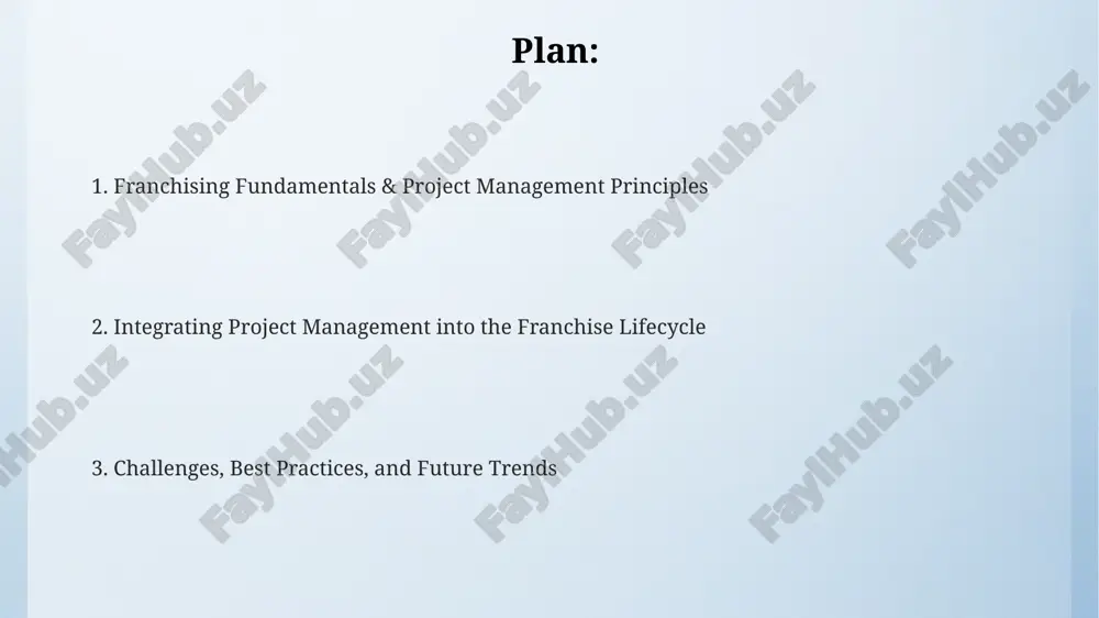 dologies like pmbok, tailoring them to franchise-specific needs. this ensures consistent execution across multiple locations, improving on-time delivery by 15%. implement a robust communication plan using tools like project management software. weekly status updates and collaborative platforms enhance transparency and accountability, reducing conflicts by 20%. thank you for your attention image4.png image5.png image1.jpeg