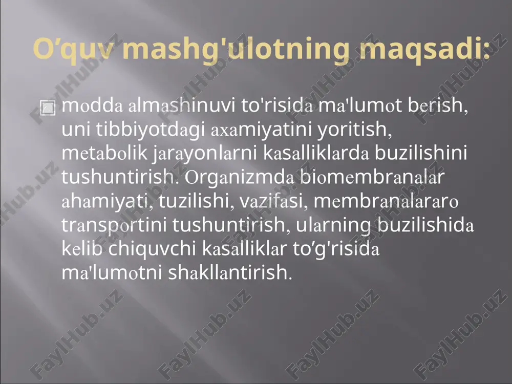 r biosferada avtotroflar va geterotroflar bitta gigant sikl ishtirokchilar kabi birgalikda faoliyatini kqrsatadi – hayvonot va qsimliklar dunesi qrtasida s va o2 aylanish bqlib, energiya manbay bqlib quesh nuridan foydalanilanadi. avtotroflar va geterotroflar atmosferada azotni aylanishi organizmda asosiy ozuqa maxsulotlarini qzgarishi 4 bosqichda boradi: ovqatlinish – bu organizmni tashqi muxit bilan bog'lovchi omil xisoblanadi va modda almashinuvining birinchi bosqichidir. ovqat bilan organizmga kerakli organik va anorganik moddalar kiradi. ular organizmga doimo etarli miqdorda kiritilishi kerak. balansli ovqatlanishning birinchi va muxim prinsiplaridan biri bqlib asosiy ozuqa maxsulotlarni, biologik aktiv moddalarni i mineral elementlarni nisbatini quydagilarga qarab tqg'ri belgilanadi - nisbati- rasional ovqatlanish – bu qz vaqtida moddalarning miqdorini va tarkibini tug'ri tanlashdir. balansli ovqatlanishda organizm uchun xayotiy zarur (essensial) minor komponentlarini tqg'ri tanlash zarurdir. ularga almashinmaydigan aminokislotalar, tqyinmagan yog' kislotalar, vitaminlar, mineral elementlar kiradi. ovqat minor komponentlarning sutkalik extiyoji amlashtirib bqlmaydigan aminokislotalar mg anorganik elementlar mg vitaminlar mg izoleysin leysin lizin …