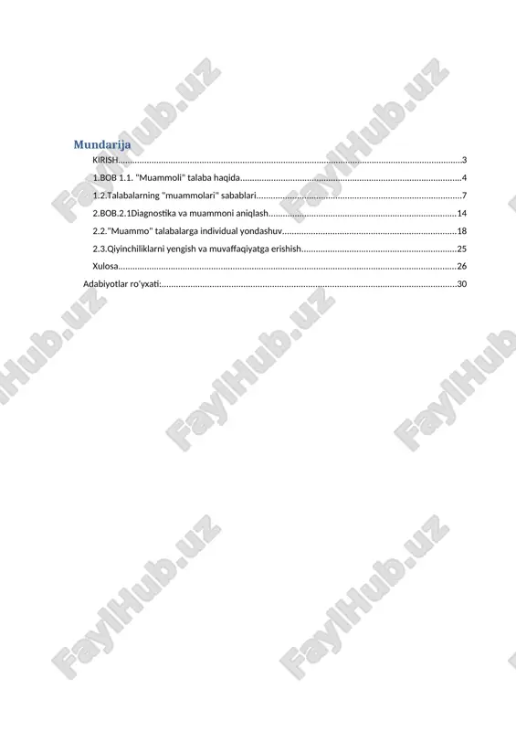qsadlarga erishish bilan bevosita bog'liq. "muammo" talabalar darslarni buzishi, intizom va o'qituvchining sa'y-harakatlariga putur etkazishi mumkin, bu esa ta'lim muassasalari va butun ta'lim tizimi uchun muammoga aylanishi mumkin. binobarin, maktablar, birinchi navbatda, shaxsni tarbiyalash va pedagogik va tarbiyaviy maqsadlarga erishish uchun ta'lim jarayonining barcha ishtirokchilari bilan hamkorlik qilishi kerak.talabani qiyin deyishsa, uni shunchaki qoralaydilar. ustoz o'qituvchi makarenko o'z asarlarida har bir bola uchun kalitni topishingiz mumkinligini ko'rsatdi, faqat uni kuzatib turing, uning manfaatlarini hisobga oling va unga ishonishingiz mumkin. a. s. makarenko birinchilardan bo'lib har bir bolaning individual ekanligini, turli qobiliyat va ehtiyojlarga ega ekanligini aytdi.har bir talabaga individual yondashishga alohida e'tibor qaratish bir qator qiyinchiliklardan qochishga yordam beradi. shaxsiy ehtiyojlar, maqsadlar va qobiliyatlarni hisobga olish har bir bolani tushunish va uni samarali o'rgatish imkonini beradi. ba'zi talabalar ma'lumotni eshitish orqali yaxshiroq idrok etadilar, boshqalari esa teginish yoki vizual tarzda yaxshiroq qabul qiladilar. agar siz o'qishni bolalarning xususiyatlarini bilish asosida …