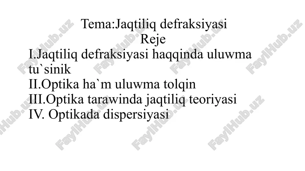 day-aq jiyilik funkciyası sıpatında hálsirewde (jetkerip beriw uzınlıǵına normallastırılgan) parıqlanadi, bul bolsa hálsirewdiń buzılıwına alıp keledi; bul dispersiya emes, al geyde bir birine jaqın bolgan empedans shegaralarında shaģılısıw (misalı, kabeldegi qıysıq segmentler) signaldıń buzılıwına alıp keliwi múmkin, bul bolsa signal ótkizgishligi boylap baqlangan sáykes emes ótiw waqtın jáne de kúsheytedi. dispersiyanıń eń tanıs mısalı, itimal, raduga bolıp tabıladı,onda dispersiya aq jaqtılıqtıń hár qıylı tolqın uzınlıqları (hár qıylı reńler) komponentlerine keńisliktegi ajıralıwına alıp keledi. biraq, dispersiya basqa kóplegen jaǵdaylarda da tásir etedi: mısalı, topar-tezlik dispersiya impulslerdiń optikalıq talshıqlarda tarqalıwına alıp keledi, uzaq aralıqlarda signallardı jamanlastıradı; sonday-aq, topar-tezlik dispersiya hám sızıqlı emes effektler arasındaǵı biykarlaw soliton tolqınlarına alıp keledi. materiallar hám tolqın ótkizgish disperciyası kóbinese xromatikalıq dispersiya degende materialdıń massalıq disperciyası, yagniy optikalıq jiyilik penen sınıw indeksiniń ózgeriwi túsiniledi. sonıń menen birge tolqın ótkizgishte tolqın ótkizgish dispersiyası qubılısı da orın aladı, bul jaǵdayda strukturadaǵı tolqınnıń fazalıq tezligi onıń jiyiliginen tek ǵana strukturanıń …