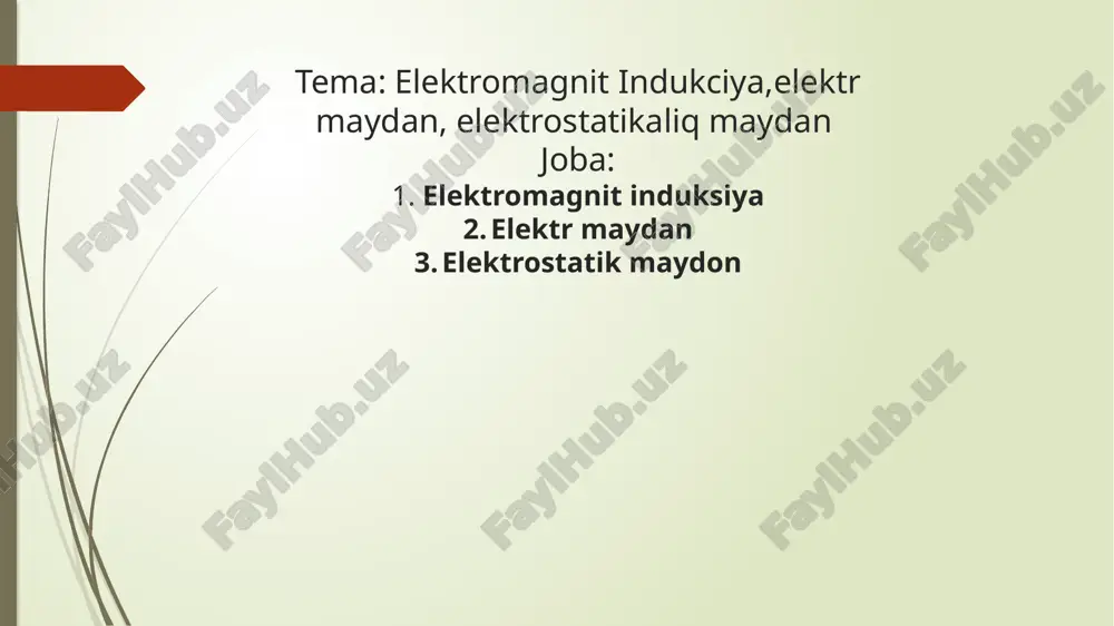 r maydonni yaqqol tasavvur qilish maqsadida elektr kuch chiziqlari va ekvipotensial sirt tushunchalaridan foydalaniladi. har bir nuqtasida ye vektor oʻziga urinma boʻlgan chiziqni elektr kuch chizigʻi deyiladi. elektr kuch chiziqlari elektr maydonni faqat yaqqol tasvirlabgina qolmay, balki ularning zichligi orqali ye ni baholash mumkin. kuch chiziqlari zich oʻtkazilgan joylarda kichik boʻladi. bir jinsli maydonning kuch chiziqlari oʻzaro parallel yotadi. hamma nuqtalarida potensial qiymati bir xil boʻlgan sirtlar ekvipotensial sirtlar deyiladi. bir jinsli elektr maydon uchun ekvipotensial sirtlar oʻzaro parallel tekisliklardagi, nuqtaviy zaryad maydoni uchun markazi zaryad ustida yotgan konsentrik aylanalardan iborat. elektrostatik maydon — bu zaryadsiz harakat qilmaydigan zaryadlar tomonidan hosil bo'lgan maydon. elektrostatik maydon vaqtga bog'liq emas, chunki zaryadlar harakatsiz bo'ladi, bu esa elektrostatik kuchlarni faqat zaryadlarning nisbiy holati va massalariga bog'liq qiladi. elektrostatik maydon doimiy bo'lib, vaqt davomida o'zgarishsiz qoladi. bu shuni anglatadiki, elektrostatik kuchlar statik holatda bo'lib, vaqtga bog'liq emas. elektrostatik kuchlar zaryadlarning bir-biriga ta'sirini tashkil etadi …
