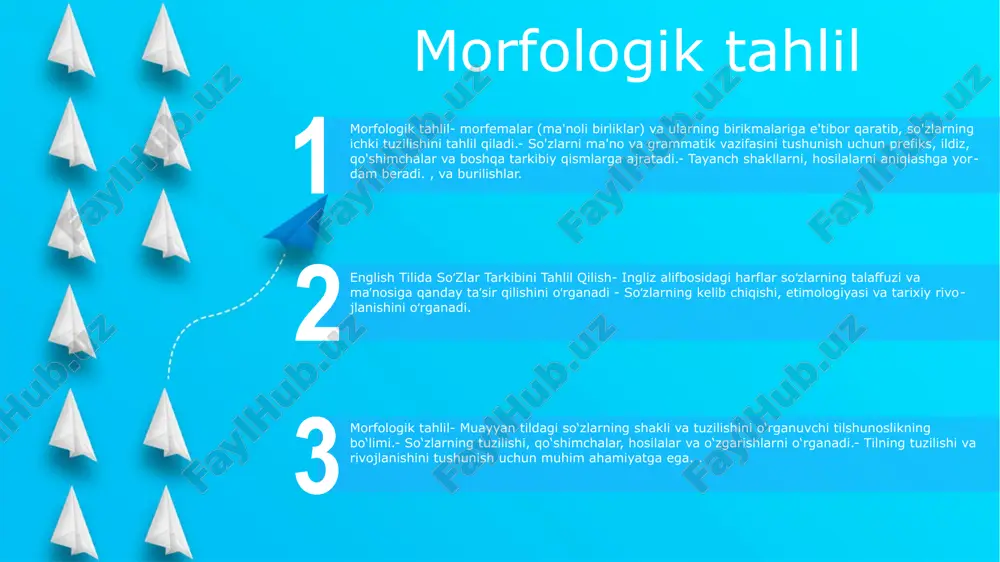 emantik tahlil: - so'zlar, iboralar va jumlalarning ma'nosini o'rganadi. - maqsadli xabarni va har qanday ta'sirni aniqlaydi. diskurs tahlili:- matn va nutqning tuzilishi va tashkil etilishini o‘rganadi.- matn ichidagi fikrlarni rivojlantirish, izchillik va uyg‘unlikka e’tibor qaratadi. e'tiboringiz uchun rahmat @taqdimot_robot image12.jpg image3.jpg image2.jpg /docprops/thumbnail.jpeg