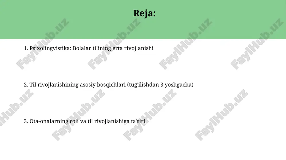 psixolingvistika. bolalar tilining ilk rivojlanish davri. - Page 2