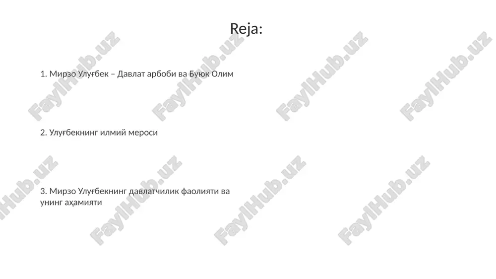 lan, yulduzlarning meridian balandligini o'lchashda yuqori aniqlikka erishdi va astronomik kuzatuvlar uchun muhim edi. ulug'bek rasadxonasi ulugʻbek rasadxonasi 1420-yillarda qurilgan boʻlib, oʻz davrining eng katta rasadxonalaridan biri boʻlib, uning diametri qariyb 50 metrga teng edi. rasadxonaning asosiy asbobi fakhriy sekstanti boʻlib, uning radiusi 40.4 metr boʻlgan yoydan iborat boʻlib, astronomik kuzatishlar uchun yuqori aniqlikni ta'minlagan. zij-i guragoniy ushbu asarda trigonometrik jadvallar mavjud boʻlib, sinus va tangens funksiyalarining qiymatlari 8 ta oʻnli kasr aniqligida keltirilgan, bu matematika sohasida katta yutuq edi. «zij-i guragoniy»da 1018 ta yulduzning joylashuvi aniq koʻrsatilgan, bu oʻsha davr uchun misli koʻrilmagan aniqlik edi hamda ptolemey katalogidan sezilarli darajada oshib ketgan edi. matematika va geometriya ulug'bekning 'zij-i sultoni' asarida trigonometrik jadvallar mavjud bo'lib, sinus va tangens qiymatlarini 8 ta o'nli kasrgacha aniqlikda hisoblagan, bu o'sha davr uchun juda yuqori ko'rsatkich edi. ulug'bekning samarqanddagi rasadxonasi, aylanasi 40.21 metr bo'lgan kvadrantdan foydalangan holda, osmon jismlarining joylashuvini aniq o'lchash imkonini berdi …
