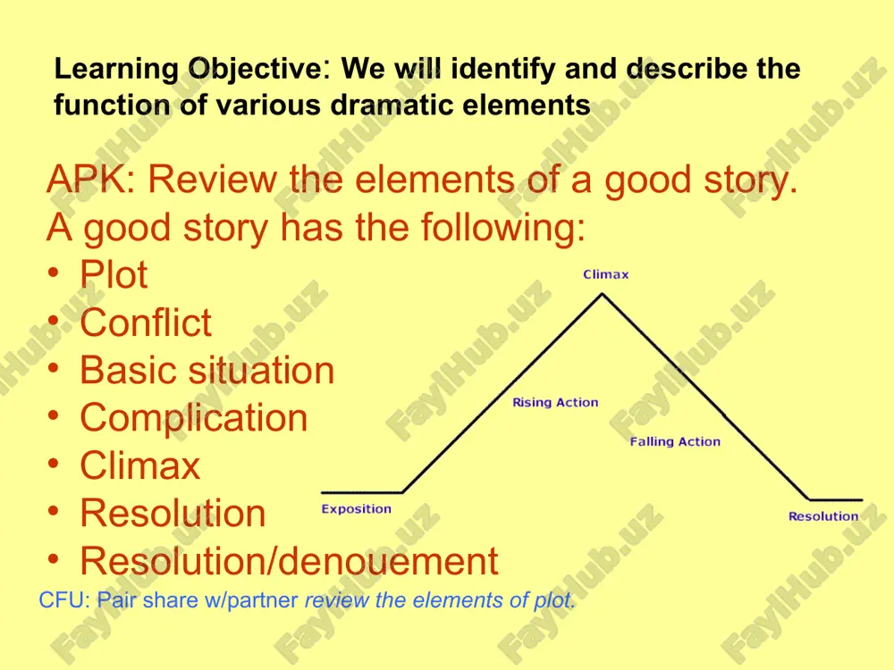 y and describe the function of various dramatic elements concept: technical workers design and create costumes scenery lighting and makeup. learning objective: we will identify and describe the function of various dramatic elements concept: tragedy: a tragedy is the presentation of serious and important actions that end unhappily. tragic heroes: some plays portray the suffering of innocent characters. in most tragedies the central character is a noble figure known as the tragic hero. tragic hero con’t a tragic hero is a person who has a personal failing that leads to his of her downfall. this tragic flaw might be excessive pride, ambition, or passion – imperfections that lead the otherwise noble hero to make choices that doom him or her to a tragic end. on stage… examples of tragic plays are romeo and juliet, and hamlet. learning objective: we will identify and describe the function of various dramatic elements character …