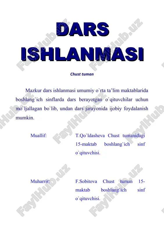 amoa, guruh bilan ishlash. jihoz: vatanimiz tasvirlangan rasmlar, harbiy kiyim kiygan askarlar rasmi. nazorat: o’quvchilarning darsda faolligi kuzatilib, hisobga olib boriladi. baholash: o’quvchilar bilimi reyting mezonlari asosida baholanib, dars oxirida e’lon qilinadi. darsning maqsadi maqsadlar: ta'limiy: ifodali o’qishni o’rgatish. tarbiyaviy: vatanparvarlikka o’rgatish. rivojlantiruvchi: o'quvchilarda birgalikda ishlash, o'zaro yordam ko'rsatish ko'nikmalarini hosil qilish, lug'at boyligini oshirish. tayanch kompetensiyalar: axborot bilan ishlash kompetensiya elementi: mavzu doirasida ko’rsatilgan multimedia ilovalariga ongli munosabat bildirish. fanga oid kompetensiyalar:tinglab tushunish, fikrni og’zaki bayon qilish, o’qish, fikrni yozma bayon qilish, hikoya, ularni ongli, ifodali to’g’ri o’qiy oladi. dars jarayoni va texnologiyasi ishning nomi bajariladigan ish mazmuni metod vaqt 1-bosqich tashkiliy qism o’quvchilar davomati aniqlanadi.sinf o’quvchilarining darsga tayyorgarligi tekshiriladi “ tez javob” didaktik o’yini 2 daqiqa 2-bosqich ehtiyoj (refleksiyalarni aniqlash) dars shiori tanlanadi.dars davomida rioya qilish lozim bo’lgan qoidalar belgilanadi. suhbat 2 daqiqa 3- bosqich darsning borishi 1.o’tgan darsni so’rab, o’qish malakalarini tekshirish. 2.ifodali o’qish. 3mavzuni o’qishga tayyorgarlik, …
