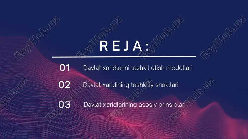 rzon narxda olinadi; katta hajmda buyurtma berilgani bois tovar (ish,xizmat)ning bir birligi uchun tashish, o’rnatish, sug’urta xarajatlari kam miqdorni tashkil etadi va h.k. xaridlarni markazlashgan modelda amalga oshirishning afzalliklari bilan bir qatorda kamchiliklari ham mavjud. vazirlik yoki yuqori turuvchi organlar tomonidan tashkil etilgan maxsus komissiya tarkibidagi yuqori malakali mutaxassislar sotib olinayotgan tovar (ish,xizmat)ning sifati, yaroqligi yoki yetkazib beruvchining ishonchliligini o’rganib, so’ngra buyurtma beradilar; markazlashgan holda yuqori turuvchi organlar tomonidan xarid qilingan tovar (mahsulot)lar hammasi ham quyi bo’linmalarning ehtiyojlariga mos kelavermasligi mumkin (masalan byudjet tashkilotlari komyuter jihozlari yoki stol-stul bo’yicha yuqori turuvchi tashkilotga ehtiyojlarini bildirib, eng zamonaviy, qulay tovarni kutayotganlarida, ularga narxi arzonroq yoki foydalanishda ba‘zi noqulayliklar tug’diradigan mahsulotlar berilishi kabi holatlar nazarda tutilmoqda). markazlashgan modelda katta hajmda buyurtma berilgani bois yetkazib berilgan tovar (mahsulot)lar tarkibida yaroqsiz va sifatsizlari ham bo’lishi mumkin. buyurtmani qabul qilib olayotgan paytda har bir mahsulotni tekshirib olishning jismonan imkoniyati bo’lmaydi (maktab darsliklarida ayrim sahifalarning kesilmay qolganligi, …