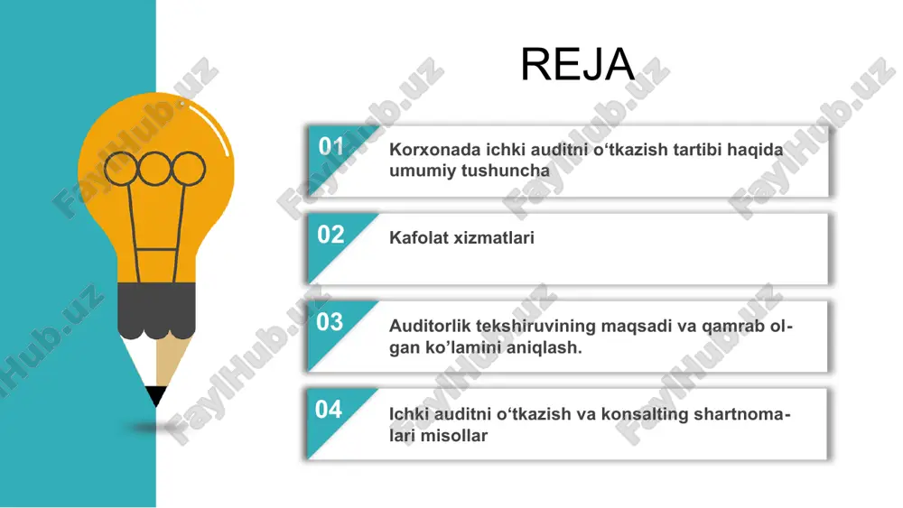 nazorat qiladi. korxonaning korxona darajasidagi xavflarni baholash jarayoni. - operatsiyalar.natijalarini kuzatish uchun nazorat. - moliyaviy hisobotning davriy yakunlari bo ‘yicha nazorat. tadbirkorlik jarayonlarini nazorat qilishning dizayndagi malakasi va samaradorligini baholash. foiz ja ray o n nazorati quyidagilarni o ‘z ichiga olishi mumkin, masalan: - operatsiyalaming samaradorligini nazorat qiladi. - moliyaviy va / yoki boshqaruv hisobotlarining ishonchliligini nazorat qiladi. - amaldagi qonun va qoidalarga rioya qilishni nazorat qiladi. at boshqaruvlari dizayndagi yetarliligi va samaradorligini baholash. at nazorati quyidagilarni o ‘z ichiga olishi mumkin, masalan: tizimga kirishni boshqarish vositalari va boshqaruvni o‘zgartirish kabi shaxs darajasidagi umumiy boshqaruv vositalari. maxsus dasturga o‘matilgan ilovalar boshqaruvlari. 2 1 ish jarayonining ish faoliyatini bevosita baholash. foizlami bajarish jarayoni, masalan, quyidagilarni o‘z ichiga olishi mumkin: operatsion samaradorlik va mijozlar ehtiyojini qondirish samaradorligi reytinglari, sikl vaqtlari, ishchilar aylanmasi va boshqalar kabi o‘lchovlarda aks ettirilgan. - hisobotning ishonchliligi davr oxiridagi sozlash yozuvlari soni va pul balligi kabi o‘lchovlarda aks …