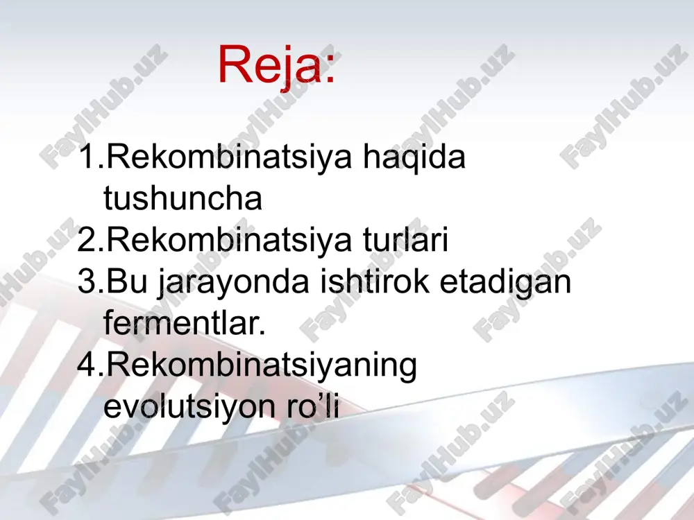 atta miqdordagi maxsus oqsillar ishtirokida aralashtiriladi. yagona dnk zanjirlari bo'limlarining bir yoki ikkala duplekslarida paydo bo'lishi, keyinchalik ular maxsus oqsillar yordamida gomologik dupleksda to'ldiruvchi ketma-ketliklarni topadilar; rekombinatsiyaning asosiy oraliq mahsuloti bo'lgan geterodupleksning shakllanishi; gomologik molekulalarning teng qismlari almashinuvi 6 gomologik rekombinatsiya sxemsi meyozning profaza i dagi krossengoveri. somaatik hujayra siklining g1 bosqichidagi krossengoveri . escherichia coli ichak tayoqchasi hujayrasidagi krossengover robin halliday (1932-2014) o'zining tadqiqoti natijasida ishlab chiqilgan gomologik rekombinatsiya modelining bir qismi sifatida birikma tuzilishini taklif qildi.saccharomyces cerevisiae. halliday bir xil genning variantlari (alellari) o'rtasidagi kichik farqlar tufayli krossing-over dnkning ba'zi bir bo'linmagan asoslari bilan heteroduplekslarini hosil qilishini tushundi. 1975 yilda metyu meselson va charli redding modelni yangiladilar va aylanma migratsiya g'oyasini taqdim etdilar. hollidey birikmalarining mavjudligining birinchi eksperimental dalillari 1970-yillarning oxirida elektron mikroskopiya yordamida olingan, bu erda to'rt zanjirli tuzilmalar plazmidlar va bakteriofaglar dnksi tasvirlarida aniq ko'rinib turardi. 1980-yillarda hollidey birikmalarining hosil bo'lishi va ular bilan bog'lanishi uchun …