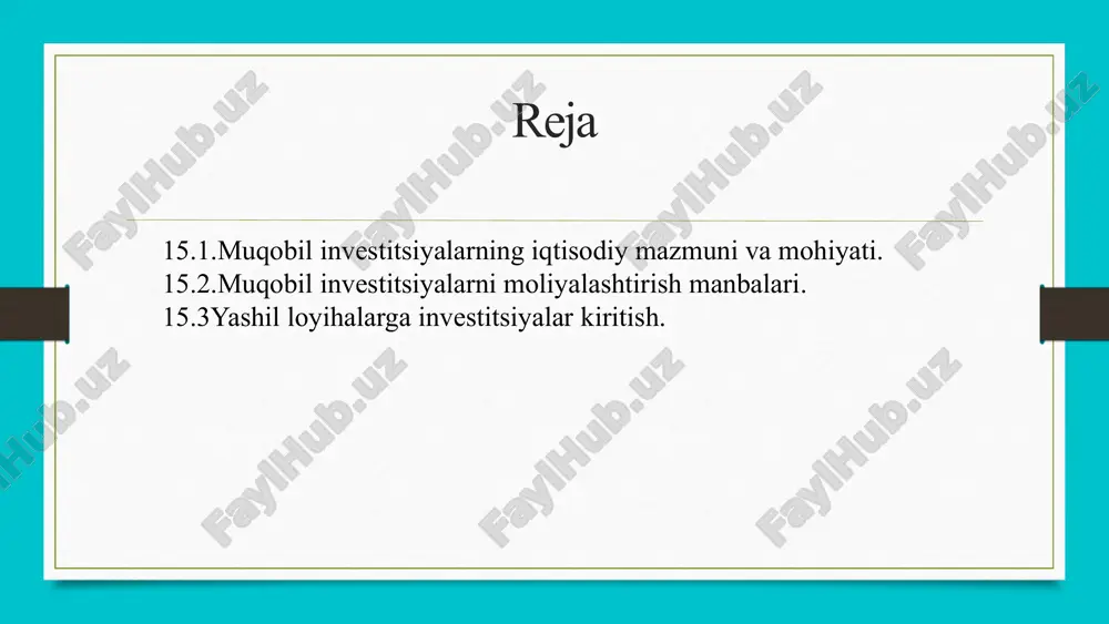 vidli aktivlar bilan savdo qiluvchi va o'z investitsiyalaridan yuqori daromad olish maqsadida turli investitsiya strategiyalarini qo'llaydigan investitsiya fondlari. xedj fondi menejerlari o'z strategiyalarini amalga oshirish uchun turli ko'nikmalarga ixtisoslashgan bo'lishi mumkin, masalan, uzoq muddatli kapital, bozor neytralligi, o'zgaruvchanlik arbitraji va miqdoriy strategiyalar. xej-fondlar eksklyuziv bo'lib, faqat institutsional investorlar, masalan, jamg'armalar, pensiya jamg'armalari va investitsiya fondlari va yuqori daromadli shaxslar uchun mavjud. ko'chmas mulk haqiqiy aktivlarning ko'p turlari mavjud. misol uchun, er, yog'och va qishloq xo'jaligi erlari san'at asari kabi intellektual mulk kabi haqiqiy boyliklardir. ammo ko'chmas mulk eng keng tarqalgan turdagi va dunyodagi eng katta aktivlar sinfidir . o'z hajmiga qo'shimcha ravishda, ko'chmas mulk qiziqarli toifadir, chunki u obligatsiyalarga o'xshash xususiyatlarga ega - chunki mulk egalari ijarachilardan joriy pul oqimini ijarachilardan oladi - va o'z kapitali, chunki maqsad aktivning uzoq muddatli qiymatini oshirishdir. bu kapitalning o'sishi deb ataladi. boshqa ko'chmas aktivlarda bo'lgani kabi, baholash ko'chmas mulkka investitsiya qilishda qiyinchilik tug'diradi. …