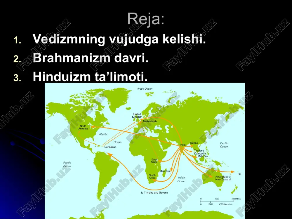 – i ming yillikning boshlarida qadimgi hindistonda vujudga kelgan din muqaddas bitik – vedalar sharafiga shu nom bilan atalgan. veda dini asrlar davomida takomillashib borgan. u ko‘pxudolikka asoslangan. daus osmon xudosi hisoblangan va yer ilohi pitxivi borliqni yaratgan, xudolar va odamlarning ajdodi bo‘lgan. ulardan indra (issiqlik, yorug‘lik, yomg‘ir va to‘fon xudosi, olamning hukmdori), agni (olov xudosi, oila homiysi, baxt va sog‘lom farzand ato etuvchi, xudolar va odamlar o‘rtasidagi vositachi xudo) tug‘ilgan. oriylarda keng tarqalgan xudolar qatorida yana suriya (quyosh xudosi), mitra (yorug‘lik xudosi), varuna (tun xudosi, abadiy tartibni ta’minlovchi, aybdorlarga jazo, aybiga iqror bo‘lib tavba qilganlarni kechiruvchi xudo)ni qayd etish mumkin. ular orasida odamlarning kundalik yumushini hal qilinishida bevosita ishtirok etuvchilari alohida ulug‘langan. hindistonda ishlab chiqarish kuchlarining rivojlanishi, mehnat taqsimoti, tabaqa (varna)lar va qadimgi davlatlarning vujudga kelishi sababli diniy e’tiqodda o‘zgarishlar bo‘lgan. veda dini braxmanizm bilan almashtirilgan. braxmanizm jamiyatning tabaqalarga bo‘linishini, braxmanlarning imtiyozlari va davlatni muqaddaslashtirgan. yangi dinning diqqatga sazovor …