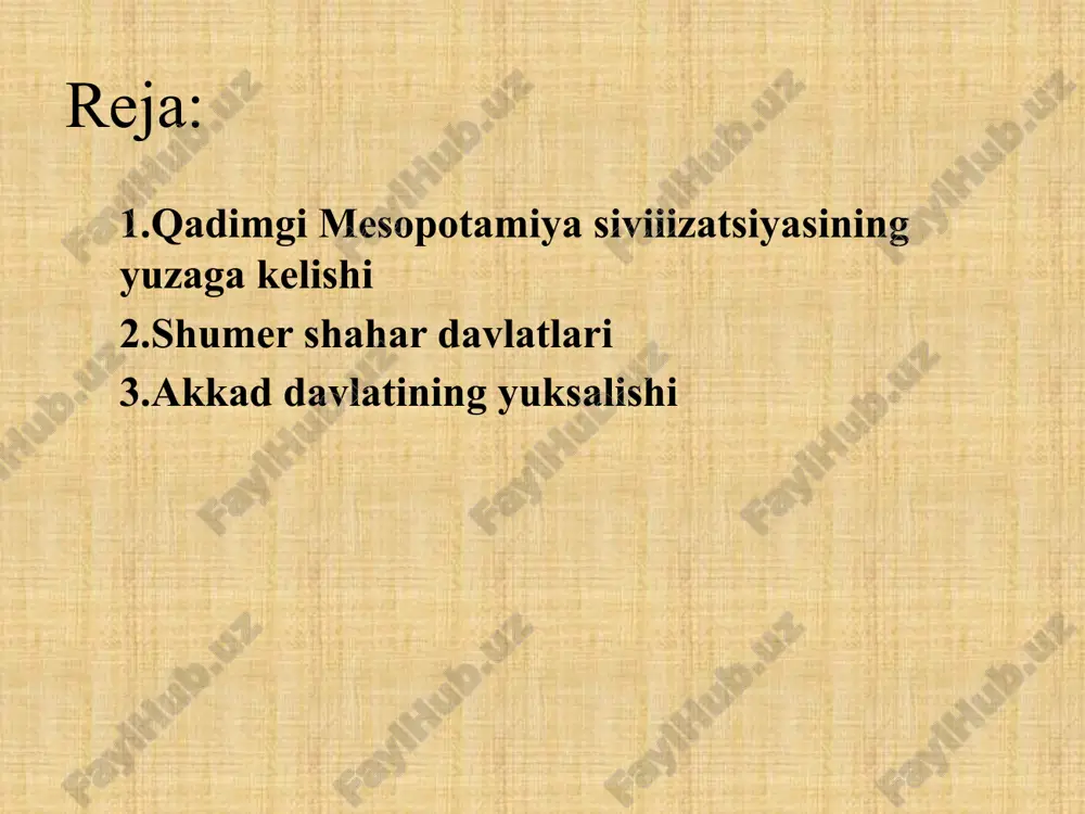 g so‘nggi bosqichi hisoblanadi. mil. avv. ill mingyillikda mesopotamiya janubida shumerlar, dajla va frot (qadimda akkadcha “pu-rat-tu”) daryolarining o’rta oqimida akkad qabilalari, shimolda asosan xurritlar istiqomat qilganlar. mil. avv. ill ming yillikning birinchi yarmida mesopotamiya janubida mulkiy tabaqalanishni o‘sishi bilan qator shahar-davlatlar: eredu, ur, larsa, uruk, kish, nippur, umma, shuruppak. adab, girsu va boshqalar paydo bo'ladi. shimolda esa, yirik shahar-davlatlar: ashshur, mari. nineviya, eshnunna, tutub, sippar va boshqalar yuzaga keladi. sug‘orma dehqonchilikka mos hududlarda hunarmandchilik yuqori darajada rivojlanadi. mis va bronzadan mehnat qurollarini quyishning yangi usullari o‘zlashtiriladi. qimmatbaho metallardan chiroyli zargarlik buyumlari ham yasalgan. savdo-sotiqning o‘sib borishi, uni hunarmandchilikdan ajralib chiqish jarayonini tezlashtiradi. qadimgi mesopotamiyada maxsus savdogarlar-tamkarlar tabaqasi paydo bo’ladi. bu esa, shumer shahar-davlatlarining o‘sish tezligini oshiradi. frot va dajla daryolarining janubiy qirg‘oqlaridagi irrigatsiya tizimini kengayishi, aholi orasida mulkiy tabaqalanishning o’sib borayotganligidan dalolat berar edi. tez orada yerni sotish va sotib olish tushunchasi yuzaga keladi. shuruppak sopol taxtachasi rivojlanib boradi. …