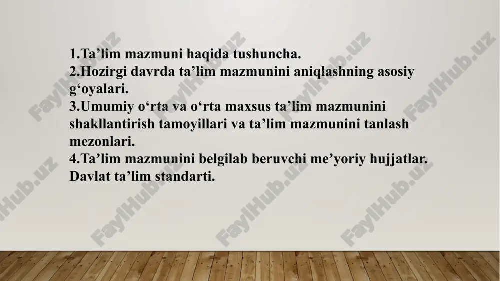 niy tarbiyaning maqsad va vazifalarini amalga oshirishga qaratilgan o`qish va o`qitish jarayonlarining yo`nalishi, o`quvchilar tomonidan ilmiy bilimlarning o`zlashtirishlari, bilim, ko`nikma va malakalar hosil qilishning asosiy qonun qoidalarining yig`indisiga aytiladi. o`qitish tamoyillari ta’limning eng muhim masalalarini nazariy va amaliy jihatdan to`g`ri hal qilishning asosiy negizi hisoblanadi. qonunga ko’ra ta’lim tizimimiz davlat ta’lim standartlari, davlat ta’lim talablari va ta’lim dasturlarini yoki ulardan birini amalga oshiruvchi ta’lim tashkilotlari; yakka tartibda pedagogik faoliyat bilan shug’ullanuvchi jismoniy shaxslar (repetitorlik); ta’lim tizimining faoliyat ko’rsatishi va rivojlanishini ta’minlash uchun zarur bo’lgan tadqiqot ishlarini bajaruvchi ilmiy-pedagogik muassasalar; ta’lim sohasida davlat boshqaruvi organlari hamda ularga idoraviy mansub tashkilotlarni o’z ichiga oladi. ta’lim tizimini boshqarish pedagogika fanining muhim tarmog’i bo’lib, o’zbekiston respublikasida ta’lim tizimi organlari va ularning vazifalari, ish faoliyatining mazmuni va metodlarini belgilab beradi, shuningdek, ta’lim muassasalariga rahbarlik qilish tizimini asoslaydi. o’zbekiston respublikasi ta’lim tizimini boshqarishga umumiy rahbarlikni o’zbekiston respublikasi vazirlar mahkamasi olib boradi. respublika ta’lim tizimini boshqarishda bir …