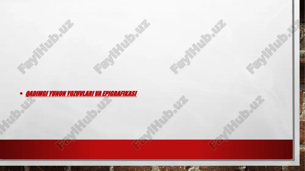 eaniga qadar tarqalgan. kavkaz xalqlari tarixi uchun arman va gruzin yozulari muhim sanalib, ularda siyosiy va madaniy tarixga doir ma'lumotlar mavjud. slavyan xalqlarining dastlabki yozuvlari (x asr) kirillitsada bo’lib, mkedoniya serbiya, xorvatiya va chexiyadan kirib kelgan. adabiyotda epigrafik yodgorliklar deb qadimgi bitiklar aytiladi. qadimgi turkiy tillarga oid yozma yodgorliklar ham noyob epigrafik yodgorlik sanaladi (v-viii asrlar). mesopotamiya (ikki daryo oralig’i)ga, hozirda esa tehrondan bag’dodga o’tuvchi yo’l bo’lgan. , behistun (yoki bisutun) yozuvi ekbatanning janubi-g’arbida, kermonshoh va hamadon o’rtasida, qadimgi midiya hududida qoya toshlariga o’yib yozilgan yozuv bo’lib, uning yaqinidan erondan matn 1-4 javal, uch til (qadimgi fors, elam va bobil)dan iborat bo’lib, eramizdan avvalgi 521-520 yillarga oid. 5-jadval esa faqatgina qadimgi fors tilida bo’lib, keyinroq to’ldirilgan. behistun yozuviga dastlab axuramazdaning eslatmalari va ushbu xudoning eng qadimgi tasviri taalluqli. ularning ichida eng muhimi ahamoniy podsholarining yozuvlari sanaladi. yozuvlarda toponimik ma'lumotlar ham uchraydi. arbela - mesopotamiya shimoli, hozirgi erbil shahri. asagarta - …