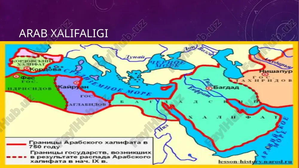 at raxbari boshim ibn hakim ismli hunarmand boʻlgan u boshiga yuziga parda tutib yurganchun uni muqanna niqobdor laqabi bilan atashgan soʻm qal'asini óz qarorgohiga aylantiradi qashqadaryo vohasi oq kiyimlar qoʻliga ótadi xalifa mansur 775 yilda qoʻzgʻolonga qarshi harbiy qóshin safar etadi dastlabki toʻqnashuvda arablar katta talofat koʻrib samarqand chekinadi 783 yilda som qalasi qamal qilinadi uzoq davom etgan qamaldan soʻng qoʻzgʻolonchilar mağlun boʻladi abu muslim 747 yilda abu muslim aholini ummaviylar ga qarshi kurashga daʼvat etadi abu muslim marv shahrini egallaydi xalifa narvon barcha kuchlarni qózğolonchilarga qarshi safarbar qilsada ammo ummaviy hokimiyatni saqlab qola olmaydi 749 yilda qózğolonchilar damashq shahri qólga kiritib xalifa narvon ii taxtdan ağdariladi xalifalik taxtiga abbosiylar xonadonidan abul abbos saffoh 750-754 xalifalik taxtiga koʻtariladi xalifalik inqiroz xalq qózğoloni va hokimiyat uchun kurashlar xalifalik siyosiy inqirozini boshlab berdi xalifalikdan ilk mustaqil amirlik ispaniya 756 yili ajrab chiqadi saljuqiy turklar 1055 yili bagʻdod egallab xalifani dunyoviy vazifalardan chetlatadi …
