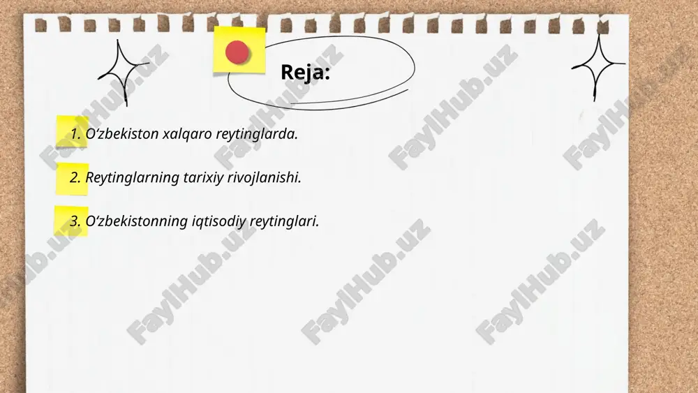 im) 2022-yilda 80 milliard aqsh dollarini tashkil etdi. iqtisodiy jabhalarda o‘sish kuzatilmoqda, masalan, sanoat ishlab chiqarishida 4,5% lik o‘sish qayd etildi. inflatsiya darajasi 2023-yilda 11% atrofida bo‘ldi. o‘zbekiston yana moody's reyting agentligi tomonidan “b1” kredit reytingiga ega bo‘lib, bu o‘rtacha darajadagi muhimlikni ko‘rsatadi. shuningdek, mamlakat asya taraqqiyoti banki tomonidan 2 milliard dollarlik investitsiyalar jalb qilgan. iqtisodiyotning raqobatbardoshligi bo‘yicha jahon iqtisodiy forumining reytingida esa 79-o‘rinni egalladi. ... t.me/slaydai_bot 4. ta’lim sohasidagi ko‘rsatkichlar. 4. ta’lim sohasidagi ko‘rsatkichlar bo‘yicha 2023-yilgi ma’lumotlarga ko‘ra, o‘zbekistonda 10 milliondan ortiq talaba ta’lim olmoqda. maktabgacha ta’lim qamrovi 60 foizni tashkil etadi. umumiy o‘rta ta’lim maktablarida 5,5 million o‘quvchi ta’lim olmoqda, 97 foiz maktablar internet bilan ta’minlangan. oliy ta’limda 1,2 million talaba tahsil olib, oliy o‘quv yurtlari soni 150 dan oshgan. kasb-hunar ta’limi muassasalari soni 450 dan ziyod bo‘lib, 700 mingdan ortiq o‘quvchi talim olmoqda. ta’lim sohasiga ajratilgan umumiy davlat byudjeti 15 trillion so‘mdan oshadi. o‘qituvchilar soni esa barcha …