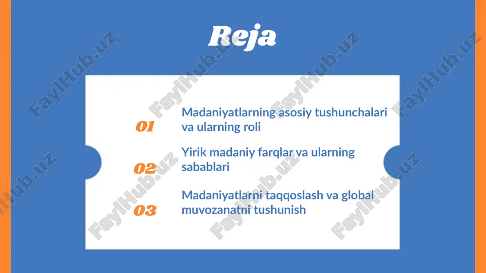 . masalan, yevropa va osiyoda diniy amaliyotlar va urf-odatlar farq qiladi. bundan tashqari, iqtisodiy rivojlanish va ta'lim tizimlari ham madaniyatlar o'rtasidagi farqlarga ta'sir qiladi. individualizm va kollektivizm asosiy farqlardir. madaniy farqlarning sabablari va tahlili tarixiy omillar, masalan, kolonializm va savdo yo'llari madaniyatlarning shakllanishiga ta'sir qilgan. misol uchun, afrika va osiyoda tarixiy rivojlanish farqlari. geografik omillar, masalan, iqlim va yer resurslari, madaniyatlarning rivojlanishiga ta'sir qiladi. statistikalar madaniyatlar o'rtasidagi farqlarni aniqroq ko'rsatadi. yirik madaniy farqlar va ularning ta'siri ijtimoiy hayotdagi ta'sirlar yirik madaniy farqlar jamiyatlarning kundalik hayoti, urf-odatlar va ijtimoiy normalarga ta'sir qiladi. masalan, individualizm va kollektivizm farqlari ijtimoiy qarorlar va muomala usullariga ta'sir qiladi. madaniy farqlar va iqtisodiy rivojlanish madaniyatlar iqtisodiy faoliyatga katta ta'sir ko'rsatadi. riskga tayyorlik va innovatsiyaga ochiqlik kabi xususiyatlar, xorijiy investitsiyalar va texnologik rivojlanishga ta'sir qiladi. bu, muvaffaqiyat uchun muhimdir. madaniy farqlar va global muvozanat madaniy farqlar global muvozanatda muhim rol o'ynaydi. ular muvozanat yoki muammolar keltirib chiqarishi …