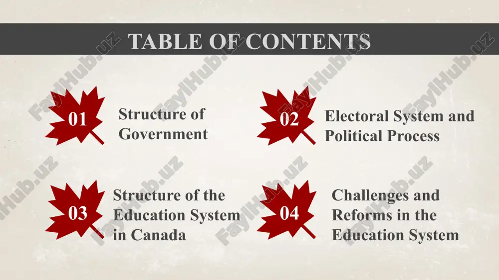 a federal form of government, the canadian fathers of confederation assigned particular responsibilities to the federal and provincial governments (outlined in sections 91- 95, constitution act, 1867) three branches of government - federal • monarch: includes the queen's representative (the governor general) and sits atop the three branches • legislative branch: creates statutes under federal jurisdiction. the legislative branch is made up of: -elected representatives called members of parliament (mps) who sit in the house of commons - appointed regional representatives who sit in the senate • executive branch: responsible for government operations, and implementing and enforcing laws. includes the prime minister and cabinet ministers (appointed by the prime minister). • judicial branch: interprets the law and determines the penalty for those who violate established laws, rules and regulations. includes the federal court system, which is headed by the supreme court and nine appointed judges. electoral system - canada electoral …