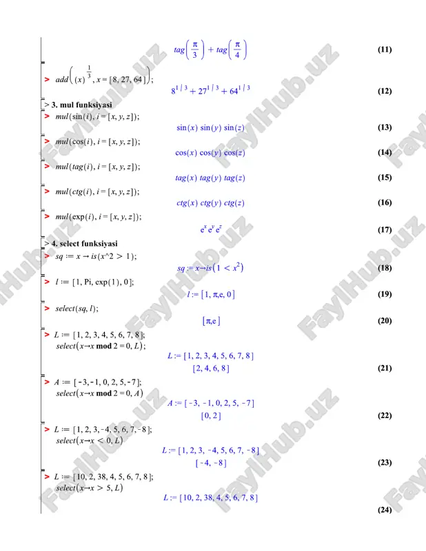 maple paketida funksiyalardan foydalanish - Page 2