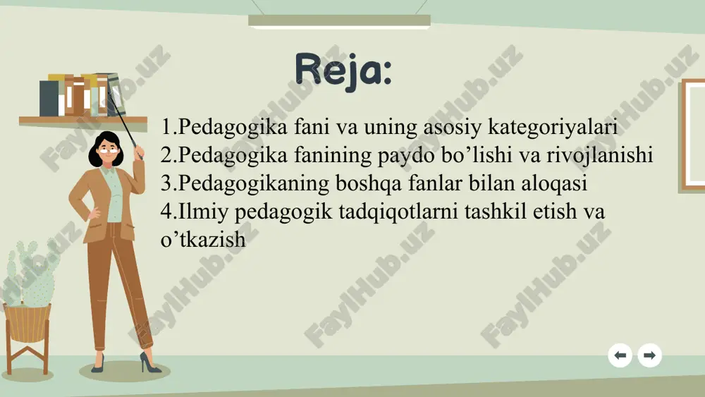 im (o'qitish, o'qish), bilim, ko'nikma, malaka, ma'lumot, rivojlanish va hk. shaxs — psixologik jihatdan taraqqiy etgan, shaxsiy xususiyatlari va xatti-harakatlari bilan boshqalardan ajralib turuvchi, muayyan xulq-atvor va dunyoqarashga ega bo'lgan jamiyat a'zosi. tarbiya — muayyan, aniq maqsad hamda ijtimoiy-tarixiy tajriba asosida yosh avlodni har tomonlama o'stirish, uning ongi, xulq-atvori va dunyoqarashini tarkib toptirish jarayoni. ta'lim —o'quvchilarni nazariy bilim, amaliy ko'nikma va malakalar bilan qurollantirish, ularning bilish qobiliyatlarini o'stirish va dunyoqarashlarini shakllantirishga yo'naltirilgan jarayon. . bilim — shaxsning ongida tushunchalar, sxemalar, ma'lum obrazlar ko'rinishida aks etuvchi borliq haqidagi tizimlashtirilgan ilmiy ma'lumotlar majmui. ko'nikma - shaxsning muayyan faoliyatni tashkil eta olish qobiliyati. malaka — muayyan harakat yoki faoliyatni bajarishning avtomatlashtirilgan shakli. ma'lumot — ta'lim-tarbiya natijasida o'zlashtirilgan va tizimlashtirilgan bilim, hosil qilingan ko'nikma va malakalar hamda tarkib topgan dunyoqarash majmui. rivojlanish — shaxsning fiziologik va intellektual o'sishida namoyon bo‘ladigan miqdor va sifat o'zgarishlar mohiyatini ifoda etuvchi murakkab jarayon. pedagogika fanining paydo bo‘lishi va …
