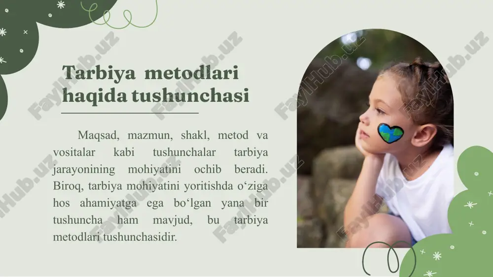ikasida qo‘llanilgan hilma-hil tarbiya metodlarini quyidagi tarzda umumlashtirish mumkin. ijtimoiy ong ijtimoiy ongni shakllantiruvchi metodlar o‘quvchilarda ma’naviy-axloqiy sifatlar, e’tiqod hamda dunyoqarashni shakllantirish maqsadida ularning ongi, his-tuyg‘usi va irodasiga ta’sir ko‘rsatish usullari sanaladi. bu guruh usullarining mohiyati shundaki, ular orqali o‘quvchilar ongiga jamiyatda ustuvor o‘rin tutuvchi ijtimoiy g‘oya va maqsadlar singdiriladi. yshshlar dunyoqarashini shakllantirish, ularning hayot mazmunini tushunib olishlariga ko‘maklashish uchun ijtimoiy ongni shakllantiruvchi usullar qo‘llaniladi. o‘quvchilarda g‘oyaviy ongi o‘quvchilarda g‘oyaviy onglilik va ijtimoiy faollik, ya’ni, davlatning ichik va halqaro siyosati mazmunini tushunish va idrok qilish ko‘nikmalarini tarbiyalash lozim. tushuntirish ijtimoiy ongni shakllantirishda eng ko‘p ishlatiladigan usuldir. tushuntirishning vazifasi o‘quvchilarni yuksak madaniyatli, milliy g‘urur tuyg‘usiga ega bo‘lib voyaga etishlarini tarbiyalashga yordam berishdan iborat. tushuntirishda o‘quvchilarga mamlakat fuqarosining davlatga nisbatan muayyan huquq va burchlar asosida bog‘langanligi borasida ma’lumotlar beriladi. bunda davlat bayrog‘i, gerbi, madhiyasi hamda konstitutsiyasiga sadoqat ruhida tarbiya berishning ahamiyati katta. shu sababli davlat bayrog‘i, gerbi, madhiyasi hamda konstitutsiyasining mohiyati tushuntirialdi. …