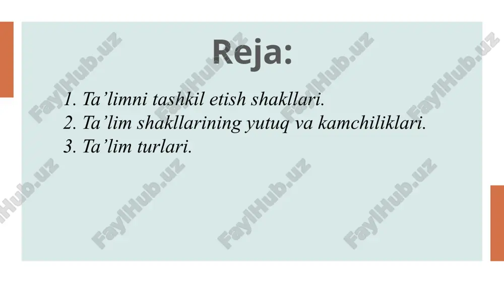tashkillashtiriladi. dars jarayoni uchun ajratilgan unumli foydalaniladi. yakkama – yakka dars o’tish jarayonida, o’quvchining qaysi mavzularda oqsayotgani va qaysi sohada muvaffaqiyatga erishayotganini nazoratga erishayotganini bemalol kuzatish mumkin. ammo ushbu ta’lim shaklining ham o’ziga yarasha kamchiliklari mavjud. masalan, o’quvchi individual ta’lim shaklida tez zerikib yoki charchab qolishi , omma oldida o’z nutqini erkin ifoda etolmaydigan, raqobat va musobaqa ruhida tarbiyalanmagan bo’lib qolishi mumkin. barchaga ma’lumki, har bir o’quvchi o’zidan yaxshi o’zlashtiruvchi o’quvchi bor bo’lsagina o’sha o’quvchiga havas qilib yoki undan o’zib ketish maqsadida ham jon-jahdi bilan o’qiydi. sinf-dars ta’lim shakli ham bir qancha ijobiy tomonlarni o’zida qamrab oladi. birinchidan, ushbu ta’lim shakli guruh bo’lib dars o’tishga mo’ljallangan. shunga ko’ra dars jarayoni musobaqa tarzida amalga oshiriladi. yuqorida aytib o’tganimizdek, o’quvchi o’zidan yaxshi o’zlashtirayotgan o’quvchidan o’zib ketish maqsadida ham o’qiydi. raqobat bor yerda rivojlanish bo’ladi. bundan tashqari, dars jarayoni ham qiziqarli bo’ladi. o’quvchilar jamoa oldida fikrini ifodalashga harakat qiloladi. sinf ko’p miqdordagi o’quvchilardan …