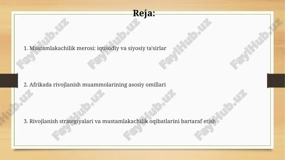 ustamlakachilikning merosi, 1960-yillarda boshlangan davlat qurilishi va institutlar rivojlanishiga salbiy ta'sir ko'rsatdi. e'tiboringiz uchun rahmat image3.png image4.png
