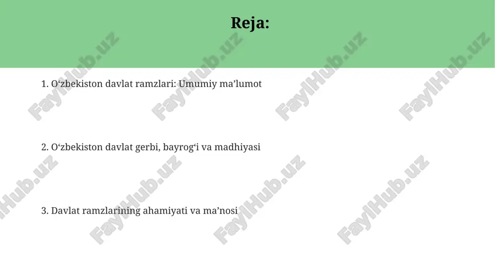 at bayrog'i to'g'risida"gi qonuni bilan tartibga solinadi, unda foydalanish holatlari va qoidalari aniq ko'rsatilgan. e'tiboringiz uchun rahmat image1.png