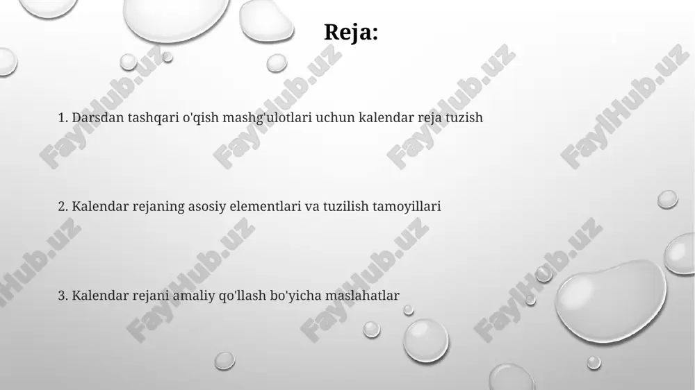 sinfdan tashqari o'qish darslari taqvim rejasini tuzish - Page 2