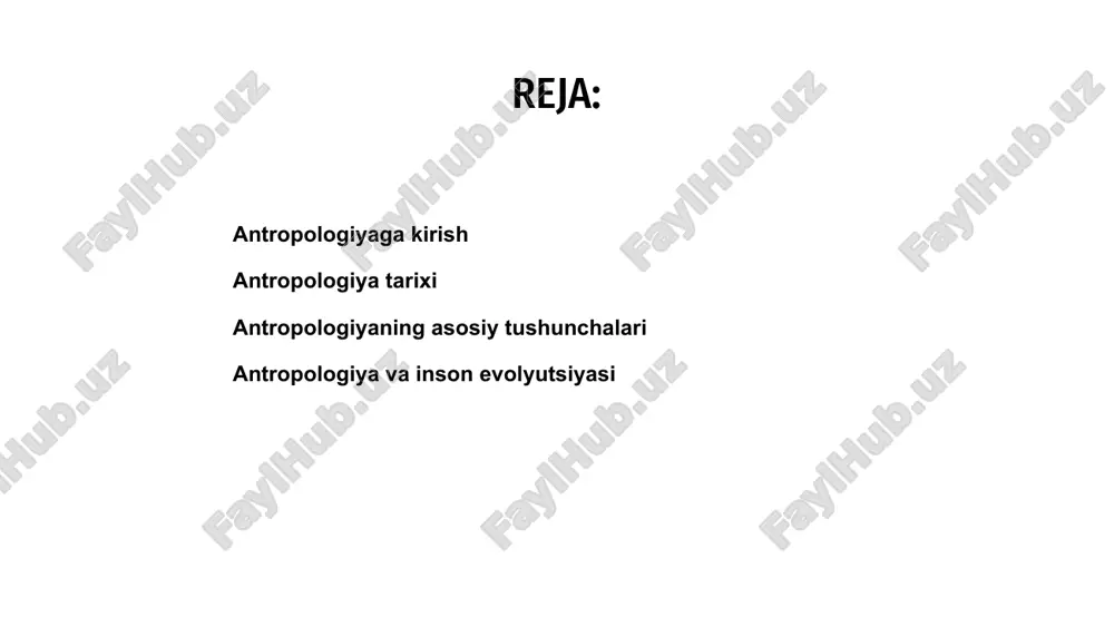 o‘zaro bog‘liqligini tushunishga intiladi, inson mavjudligining murakkabliklarini yoritadi va inson bo‘lish nimani anglatishini tushunishimizni shakllantiradi. salavha antropologiya insonning kelib chiqishi, xatti-harakati va rivojlanishini o'rganadi. u jismoniy va madaniy jihatlarni o'z ichiga olgan insoniyat jamiyatlari va madaniyatlarining evolyutsiyasini o'rganadi. 1 antropologiya insoniyatning xilma-xilligini o'rganadi, dunyo bo'ylab turli jamiyatlar va odamlar o'zaro qanday munosabatda bo'lishlarini, muloqot qilishlarini va atrof-muhitga moslashishlarini o'rganadi. 3 antropologiya ob'ektivi orqali biz inson bo'lish nimani anglatishini va vaqt o'tishi bilan qanday rivojlanganligimiz, e'tiqodlarimiz, xatti-harakatlarimiz va o'zaro ta'sirlarimizni chuqurroq tushunamiz. 2 antropologiyada madaniy xilma-xillik a antropologiya insoniyatning mohiyatini o'rganadi, madaniyatlar jamiyatni qanday shakllantirishini o'rganadi. unda turli guruhlarni belgilaydigan urf-odatlar, e'tiqodlar va an'analarning boy gobelenlari ko'rib chiqiladi. b madaniy xilma-xillikka e'tibor qaratgan antropologiya turli an'analar va turmush tarzining go'zalligini ta'kidlaydi. u har bir jamoani noyob va qadrli qiladigan farqlarni nishonlaydi. c madaniy xilma-xillikni o'rganish orqali antropologlar inson xatti-harakatlari va jamiyat normalarining murakkabligi haqida tushunchaga ega bo'ladilar. ular insoniyatning ko'p qirrali …