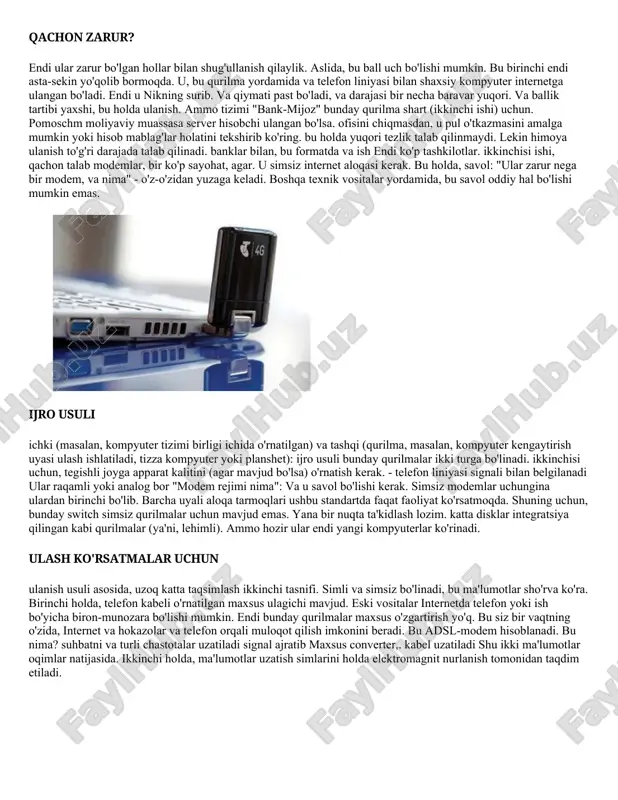 n, bu formatda va ish endi ko'p tashkilotlar. ikkinchisi ishi, qachon talab modemlar, bir ko'p sayohat, agar. u simsiz internet aloqasi kerak. bu holda, savol: "ular zarur nega bir modem, va nima" - o'z-o'zidan yuzaga keladi. boshqa texnik vositalar yordamida, bu savol oddiy hal bo'lishi mumkin emas. ijro usuli ichki (masalan, kompyuter tizimi birligi ichida o'rnatilgan) va tashqi (qurilma, masalan, kompyuter kengaytirish uyasi ulash ishlatiladi, tizza kompyuter yoki planshet): ijro usuli bunday qurilmalar ikki turga bo'linadi. ikkinchisi uchun, tegishli joyga apparat kalitini (agar mavjud bo'lsa) o'rnatish kerak. - telefon liniyasi signali bilan belgilanadi ular raqamli yoki analog bor "modem rejimi nima": va u savol bo'lishi kerak. simsiz modemlar uchungina ulardan birinchi bo'lib. barcha uyali aloqa tarmoqlari ushbu standartda faqat faoliyat ko'rsatmoqda. shuning uchun, bunday switch simsiz qurilmalar uchun mavjud emas. yana bir nuqta ta'kidlash lozim. katta disklar integratsiya qilingan kabi qurilmalar (ya'ni, lehimli). ammo hozir ular endi yangi kompyuterlar ko'rinadi. …