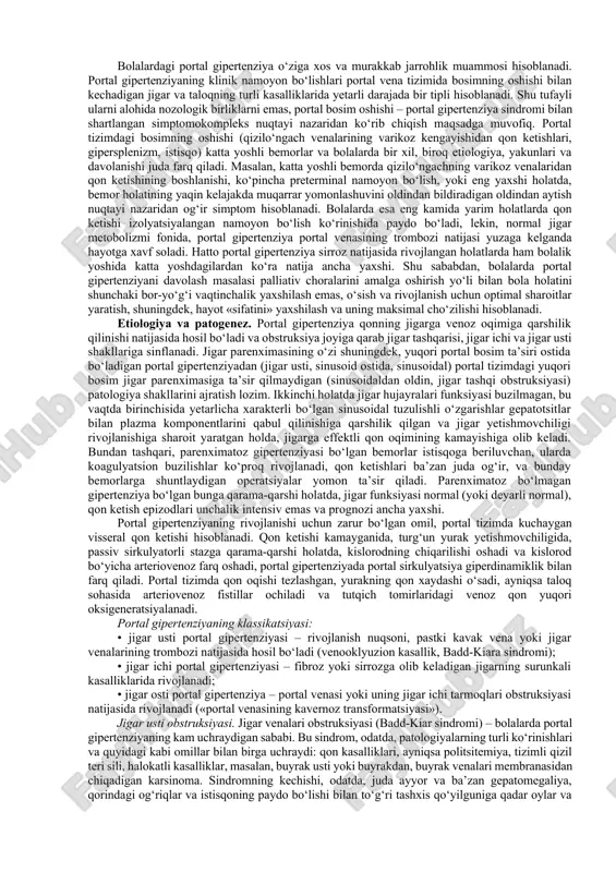 yaraga stress, bosh suyagi, miya, kuyish jarohatlari olib keladi. diagnostika gastroduodenoskopiyaga asoslanadi. davolash – jarrohlik yo‘li bilan. diafragmaning qizilo‘ngacha teshigi churralari ikki tipda bo‘ladi: ezofageal, bunda oshqozonning kardial bo‘limi bilan qizilo‘ngach ham tepaga siljiydi, paraezofageal, bunda oshqozon tepaga siljiydi, qizilo‘ngach esa qo‘zg‘almay qoladi. yetakchi simptomlardan biri churra darvozasida oshqozon jarohati bilan bog‘liq qonli qusish hisoblanadi. qon oqimi va anemiyaning kelib chiqishi kislotali oshqozon tarkibining qizilo‘ngachga qaytishi va oshqozonning ezofageal halqaga egilishi bilan bog‘liq. davolash – (gerniorafiya) antireflyuks mexanizmni shakllantirgan holda, churraning olib tashlanishi (nissen operatsiyasi). melori-veys sindromi – bu kuchaygan, qaytariladigan (to‘xtatib bo‘lmaydigan) qusish, jarohat natijasida oshqozon shilliq subkardial bo‘limining shikastlanishi (yirtilishi). kasallik bolalarda kattalarga qaraganda kamroq uchraydi. davolash ko‘pincha konservativ, yoki qonayotgan tomirlarning endoskopik koagulyatsiyasi. ichak polipozlari. bolalarda yog‘on ichakning barcha polipoz holatlarining 90 %dan ko‘pi yuvinil (gamartom) poliplarga to‘g‘ri keladi. bu yo‘g‘on ichak to‘qimalarining embryonal rivojlanishining buzilishi natijasida hosil bo‘ladigan tugunli o‘simtasimon hosilalar. yuvenil poliplar yoqtiradigan lokalizatsiya to‘g‘ri …