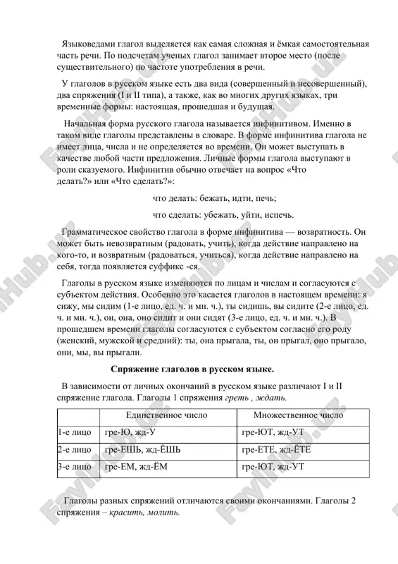 elat?» ili «chto sdelat?»: chto delat: bejat, idti, pech; chto sdelat: ubejat, uyti, ispech. grammaticheskoe svoystvo glagola v forme infinitiva — vozvratnost. on mojet bit nevozvratnim (radovat, uchit), kogda deystvie napravleno na kogo-to, i vozvratnim (radovatsya, uchitsya), kogda deystvie napravleno na sebya, togda poyavlyaetsya suffiks -sya. glagoli v russkom yazike izmenyayutsya po litsam i chislam i soglasuyutsya s sub'ektom deystviya. osobenno eto kasaetsya glagolov v nastoyashem vremeni: ya siju, mi sidim (1-e litso, ed. ch. i mn. ch.), ti sidish, vi sidite (2-e litso, ed. ch. i mn. ch.), on, ona, ono sidit i oni sidyat (3-e litso, ed. ch. i mn. ch.). v proshedshem vremeni glagoli soglasuyutsya s sub'ektom soglasno ego rodu (jenskiy, mujskoy i sredniy): ti, ona prigala, ti, on prigal, ono prigalo, oni, mi, vi prigali. spryajenie glagolov v russkom yazike. v zavisimosti ot lichnix okonchaniy v russkom yazike razlichayut i i ii spryajenie glagola. glagoli 1 …
