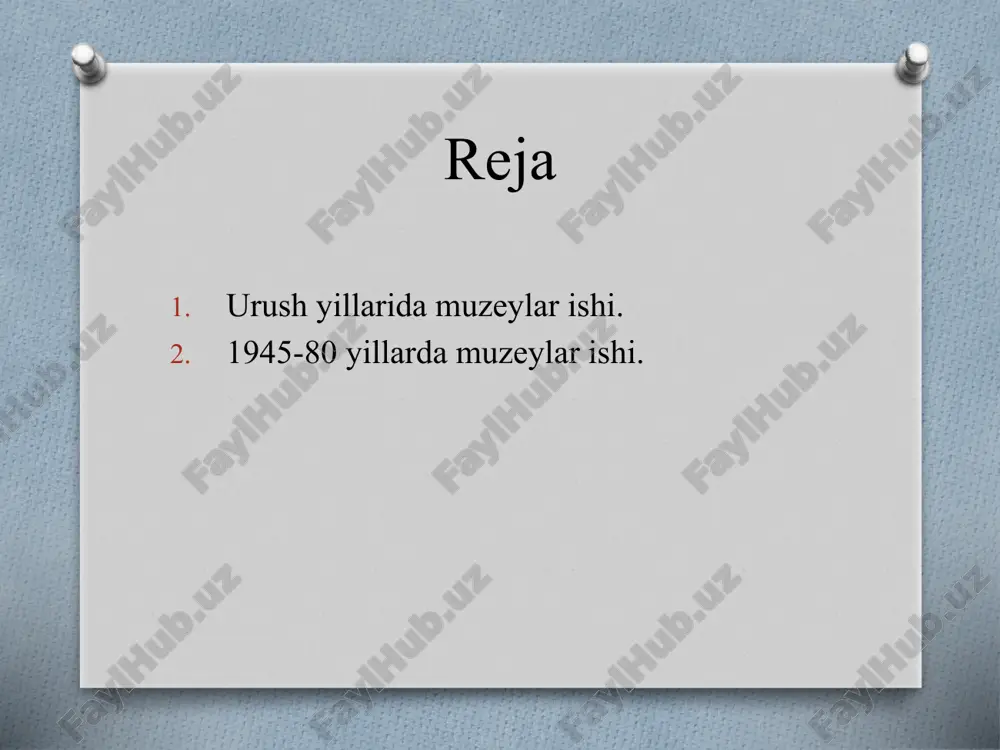 atlari, bosib olingan territoriyalarning ozod qilinishi kabi mavzular markaziy hamda respublika muzeylari ekspozitsiyalarida o`zlarining munosib ifodalarini topdi. tarix bo`limida katta ko`rgazma shaklida «ulug` vatan urushi» deb nomlangan maxsus bo`lim ajratildi. u tomoshabinlar qiziqishlariga sabab bo`ldi. ko`rgazma ancha katta maydonni egallagan edi. bu yerda o`rta osiyo davlat universiteti va toshkent to`qimachilik kombinatidagi mitinglar, hamza nomidagi teatrda jangchilarni tantanali kuzatish, frontga jo`nayotganlarga qizil bayroqni topshirishni tasvirlovchi fotosuratlar namoyish qilinardi. bundan tashqari, mehnatkashlarning ko`ngilli ravishda frontga jo`nash haqidagi xat va arizalari, jang maydonlaridan xabarlar, o`zbek xalqi o`g`il-qizlarining jangovor ishlari, front orqasidagi fidokorona mehnatlari ham yoritildi. o`zbekistonliklarning jang maydonlaridagi jasoratlarini ko`rsatuvchi eksponatlarga ham katta e`tibor berildi. xulosa o`zbekiston madaniyat vazirligi madaniy-ma`rifiy muassasalari bosh boshqarmasi huzurida muzeylar ishini koordinatsiyalash bo`yicha doimiy harakatdagi metodik seminar tashkil etildi. 1959 yili chirchiq, 1960 yili esa angren shahar o`lkashunoslik muzeyi, keyingi yillarda yana bir qator shahar va rayon o`lkashunoslik muzeylari tashkil etildi. kpss mk. 1964 y. 12 mayda «muzeylarning …