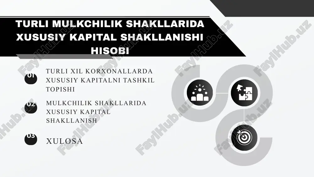tav kapitali qo‘shilgan kapital korxonaning hisobot davrida olgan va taqsimlanmagan sof foydasi va oldingi yillar foydasining taqsimlanmagan qismi. maqsadli tushumlar korxonaning hisobot davrida olgan va taqsimlanmagan sof foydasi va oldingi yillar foydasining taqsimlanmagan qismi. taqsimlanmagan foyda ustav kapitalining holati va harakati to‘g‘risidagi axborotlarni umumlashtirish quyidagi schyotlarda amalga oshiriladi: “oddiy aksiyalar”; 8310 “imtiyozli aksiyalar”; 8320 “pay va ulushlar” 8330 image1.jpeg image2.png image3.svg image4.png image5.jpeg image6.png image7.png image8.png image9.svg image10.png image11.svg image12.png image13.svg image14.jpeg image15.png image16.svg image17.png image18.png image19.svg image20.png image21.png image22.png image23.png image24.svg image25.png image26.svg image27.png image28.svg /docprops/thumbnail.jpeg