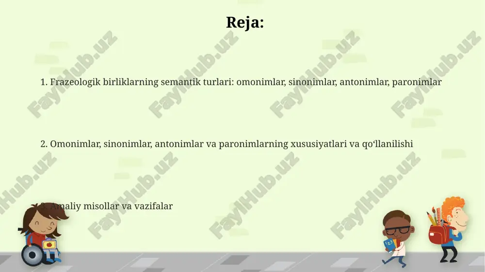 n farqlanishi uslubiy xatolarga olib kelishi mumkin. paronimlardan foydalanish nutqning ta'sirchanligini oshiradi; ammo, noto'g'ri qo'llash 3-darajali tushunmovchilikka olib kelishi mumkin, shuning uchun ehtiyotkorlik zarur. e'tiboringiz uchun rahmat image1.png