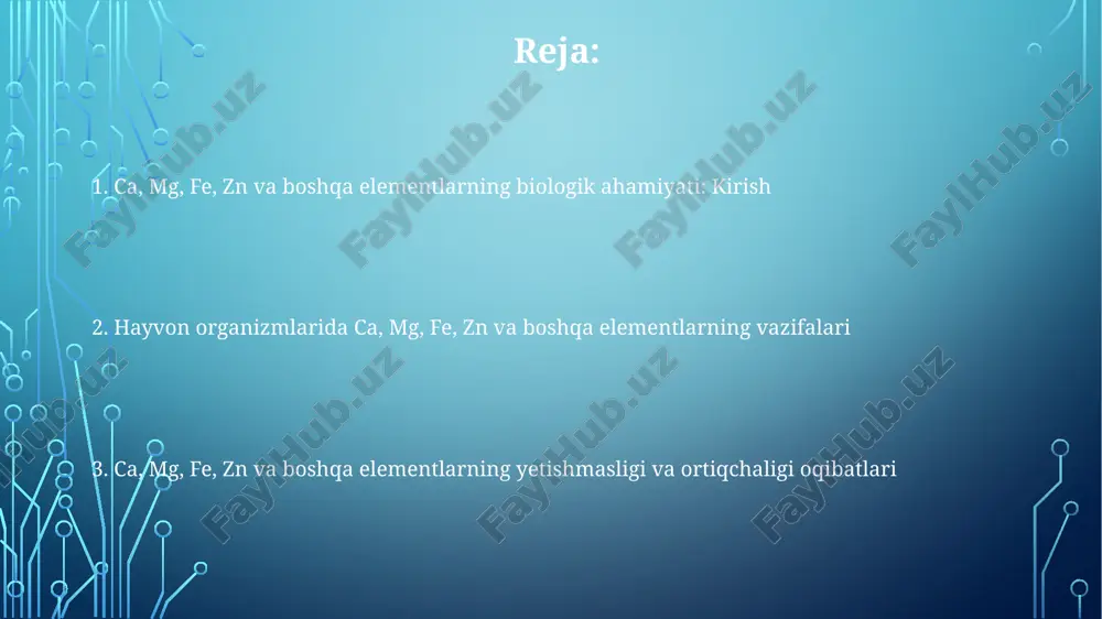 avsiflanadi va suyak sinishi xavfini 20% dan ortiq oshiradi. magniy tanqisligi yurak ritmining buzilishiga, masalan, aritmiyalarga olib kelishi mumkin, chunki u kaliy va natriy ionlarining harakatini nazorat qiladi, normadan 15% ga og'ish kuzatiladi. e'tiboringiz uchun rahmat image1.png image2.png