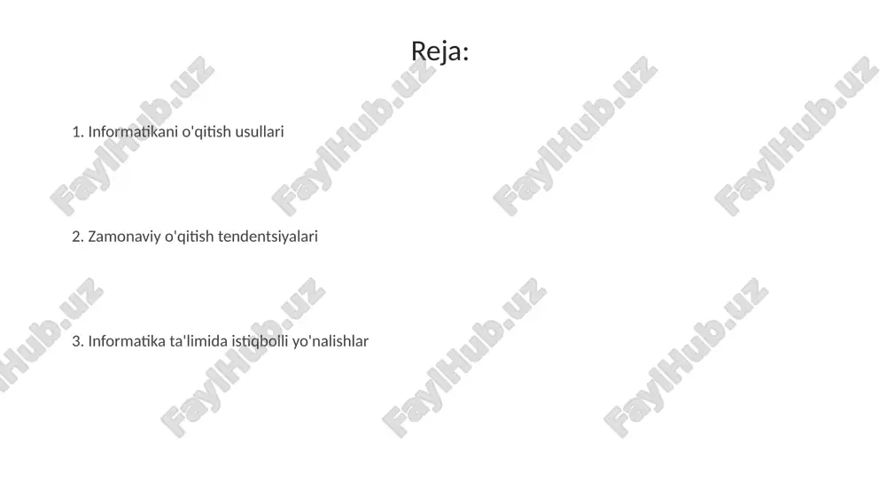 talabalar yangi mavzularni mustaqil o'rganadilar. loyihaga asoslangan o'qitish loyihaga asoslangan o'qitish (pbl) 21-asr ko'nikmalarini rivojlantiradi, masalan, jamoada ishlash va muammolarni hal qilish, real muammolarni hal qilishga qaratilgan. pbl o'quvchilarni o'quv jarayoniga faol jalb qiladi, ularga 7 bosqichli loyihalarni rejalashtirish, amalga oshirish va baholashda ko'proq avtonomiya beradi. muammoli vaziyatlarni hal qilishga yo'naltirilgan o'qitish ushbu metod talabalarning tanqidiy fikrlash qobiliyatini oshiradi, ular 360 daraja nuqtai nazardan vaziyatlarni tahlil qilib, eng samarali yechimlarni topishga o'rganadilar. muammoli vaziyatlarni hal qilishga yo'naltirilgan o'qitishda talabalar 5 bosqichli muammolarni hal qilish modelidan foydalanadilar, bunda aniqlash, tahlil qilish, yechimlar ishlab chiqish, baholash va amalga oshirish bosqichlari mavjud. informatikani o'qitishda baholash usullari informatikani o'qitishda testlar keng qo'llaniladi, ular 10-15 daqiqalik tezkor testlardan tortib, 2 soatlik yakuniy imtihonlargacha bo'lishi mumkin, bilim darajasini aniqlash uchun. loyihalar baholashning muhim usuli hisoblanadi, unda talabalar 5-10 kun ichida muayyan muammoni hal qilish uchun amaliy dastur yaratadilar va shu orqali baholanadilar. informatikani o'qitishda moslashuvchan ta'lim …