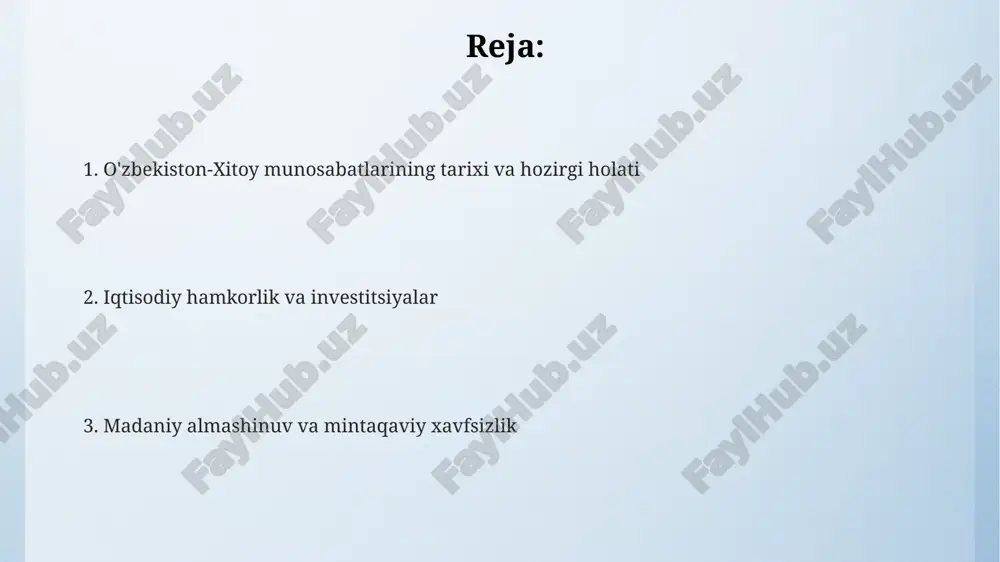 ri, ikki tomonlama tushunishni oshirib, ekstremizmga qarshi kurashda mintaqaviy xavfsizlikni kuchaytiradi. 2013-yilda tashkil etilgan 'ipak yo'li' madaniyat forumi kabi tadbirlar, madaniy merosni saqlash orqali terrorizmga qarshi kurashishda muhim ahamiyatga ega. e'tiboringiz uchun rahmat @taqdimot_robot image4.png image5.png image3.jpeg