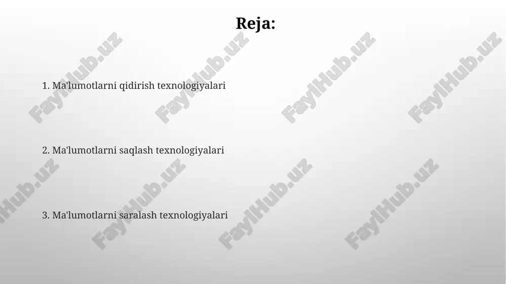 dan beri keng qo'llaniladi va ma'lumotlarning butunligini tekshirish va raqamli imzolarni yaratishda, masalan, elektron hujjatlar almashinuvida ishlatiladi. ma'lumotlarni siqish ma'lumotlarni siqish algoritmlari, masalan, lempel-ziv (lz77) algoritmi, fayl hajmini 50% gacha kamaytirishi mumkin, bu esa saqlash xarajatlarini sezilarli darajada qisqartiradi va ma'lumotlar uzatish tezligini oshiradi. jpeg va mp3 kabi yo'qotishli siqish usullari, rasm va audio fayllar hajmini sezilarli darajada kamaytiradi, lekin ba'zi ma'lumotlar yo'qotilishiga olib kelishi mumkin. masalan, 10 mb li rasmni 2 mb gacha siqish mumkin. ma'lumotlar xavfsizligi dunyoning rivojlangan mamlakatlari tajribasiga asoslanib, o'zbekistonda ma'lumotlar xavfsizligi sohasidagi mutaxassislar soni 2020 yildan beri 3 barobarga oshgan, bu esa kiberjinoyatchilikka qarshi kurash samaradorligini oshirmoqda. toshkent shahrida joylashgan ma'lumotlar markazlarining 90% dan ortig'i yuqori darajadagi shifrlash texnologiyalari va ikki omilli autentifikatsiya tizimlaridan foydalanadi, bu esa ma'lumotlarning o'g'irlanish xavfini sezilarli darajada kamaytiradi. ma'lumotlarni saqlash texnologiyalari ma'lumotlarni saqlashning zamonaviy texnologiyalari, masalan, ssd (solid state drive) disklar, an'anaviy hdd (hard disk drive) disklarga nisbatan 100 barobar …
