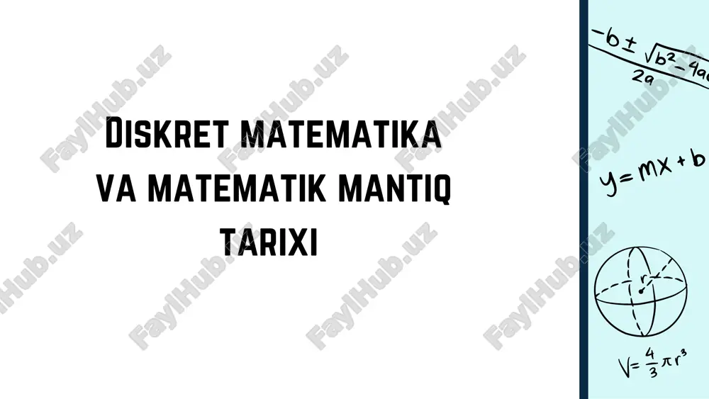 totelning mantiqiy ta’limoti formal mantiqning (logikaning) asosini tashkil qiladi. formal mantiq fikrlashning formalari va qonunlarini tekshiradi. shunday qilib, aristotel mantiqiy fikrlashning asosiy qonunlarini ochdi. matematik mantiqda «emas», «va», «yoki», «agar... bo’lsa, u holda .. bo’ladi», «... bo’lgan holda va faqat shu holda bo’ladi» terminlar orqali elementar mulohazalardan murakkab mulohazalar xosil kilinadi va bu jarayonni mulohazalar ustida logik amallarni bajarish dsyiladi. bu aytilgan terminlarni logik bog’lovchilar, propozitsional yoki mantiqiy amallar deyilib. ularni mos ravishda «inkor». «konyunksiya», «dizyunksiya». «implikatsiya» va «ekvivalentsiya» deb ataladi. matematik mantiqning mulohazalarni va mulohazalar ustidagi amallarni o’rganadigan bo’limni mulohazalar algebrasi deyiladi. ta’rif. a mulohaza inkori deb, a rost bo’lganda yolg’on, a yolg’on bo’lganda rost bo’lgan yangi mulohazaga aytiladi, hamda a yoki a ko’rinishda belgilanadi va uni a emas deb o’qiladi. inkor qilish amalining rostlik jadvali. matematik mantiq — to‘g‘ri fikrlash, isbotlash, tahlil qilish qonuniyatlarini o‘rgatuvchi fan. u mantiqiy amallar (va, yoki, emas), mulohazalar, isbotlash qoidalari bilan ishlaydi. tatbiqlari …